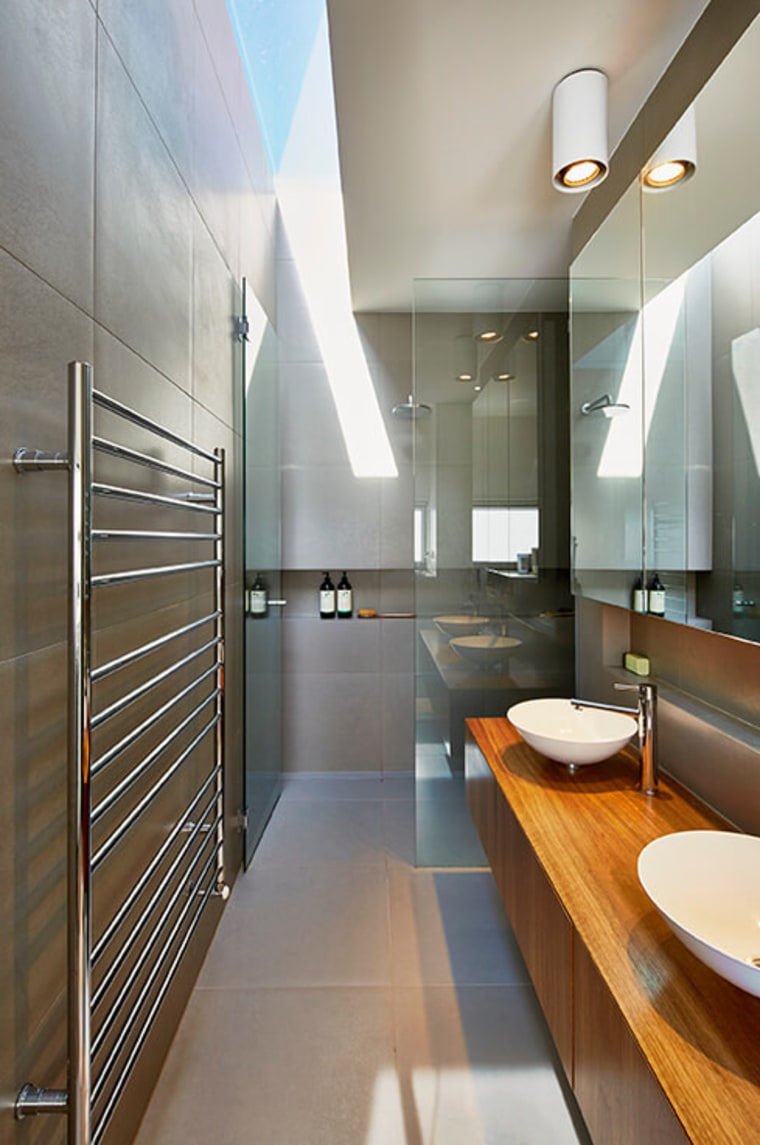 A good lighting plan is essential to accentuate apartment, architecture, bathroom, building, ceiling, countertop, floor, flooring, furniture, hardwood, home, house, interior design, loft, plumbing fixture, property, real estate, room, sink, tap, tile, wall, gray