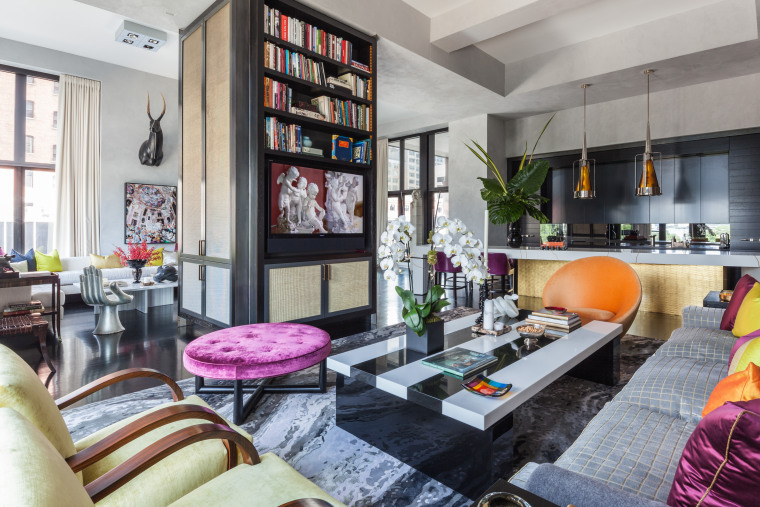 For the design of his own New York home, interior design, living room, real estate, room, gray