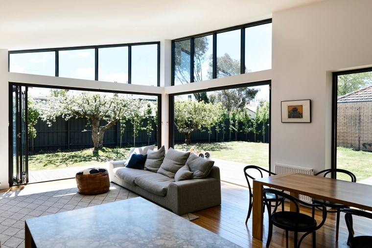 On this renovation and extension project by Porter architecture, home, house, interior design, living room, bifold window, white, Porter Architecture
