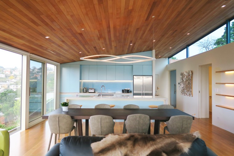 Together with ceiling spot lights, this kitchen architecture, home, house, interior design, living room, window, kitchen, Frans Kamermans, timber floor, ceiling