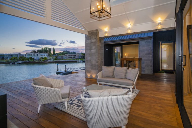 On Landmark Home’s Coromandel house design, the expansive deck, home, interior design, patio, real estate, showhome, landmark homes, timber deck, covered pavilion