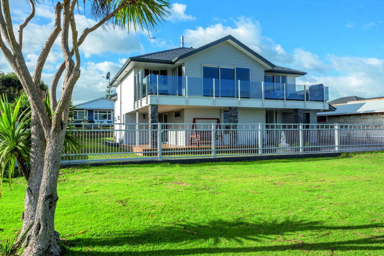 With the look of classic roof tiles, but house, home, facade, grass, land, property, residential, rural home, Fowler Homes Manawatu, Riverside, New Home builder
