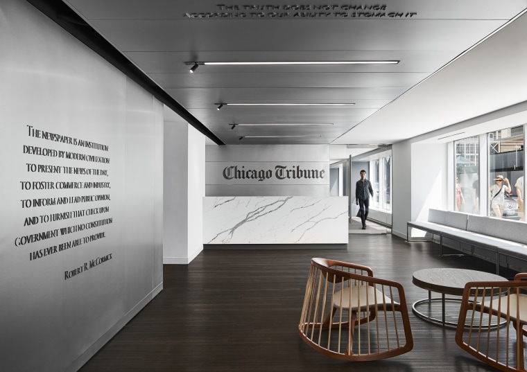 When the Chicago Tribune moved from its home exhibition, interior design, chicago tribue, office, media, Eastlake Studio