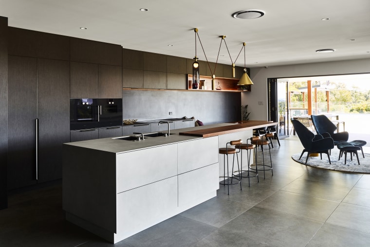 Decluttering a cluttered existing interior layout has ensured architecture, Kitchen, cabinetry, countertop, benchtop, Island, cupboard, design, floor, flooring, furniture, hardwood, oven, loft, Darren James