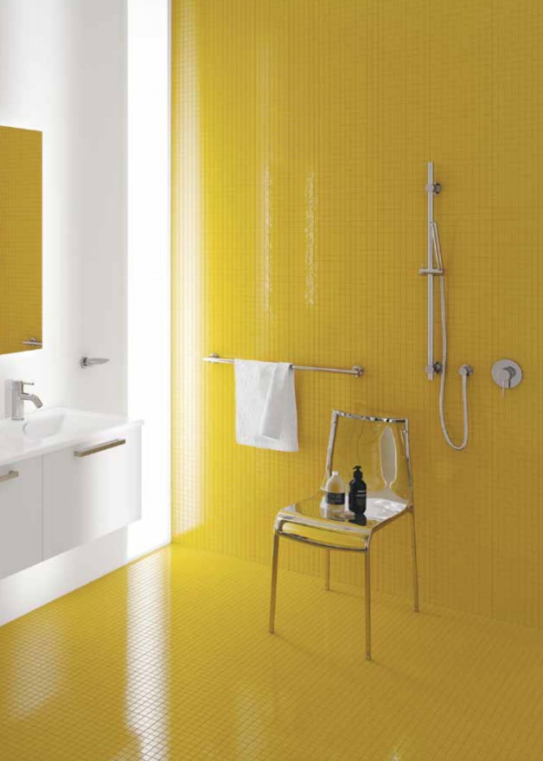 Whether it’s the 3 function hand piece of bathroom, floor, flooring, furniture, interior design, material property, orange, plumbing fixture, room, tile, wall, yellow, orange, white