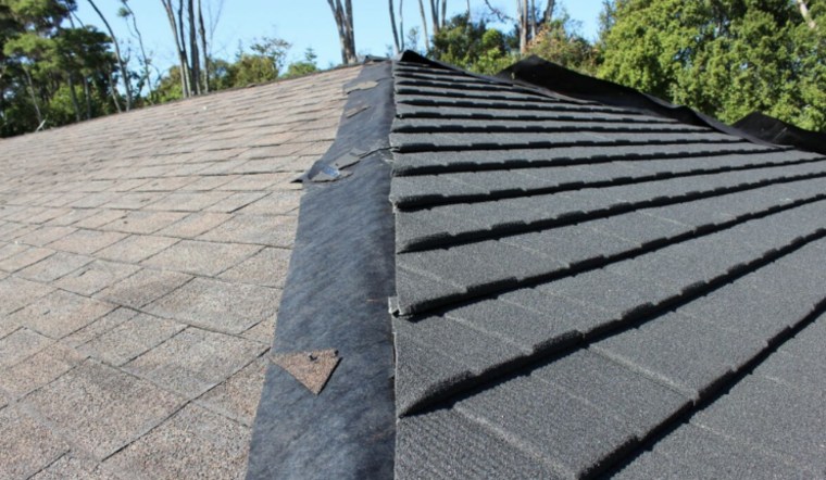 When you install a new CF roof over roof, slate, gray