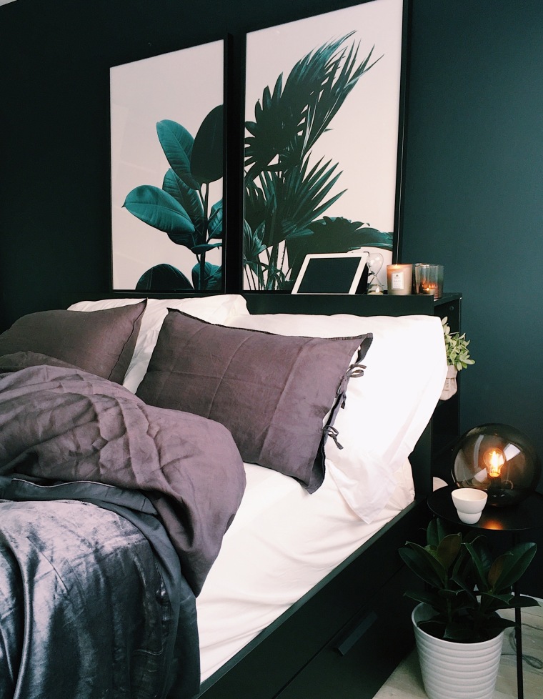 Every year the cold season can make your bed, bed frame, bed sheet, bedding, bedroom, black, blue, couch, furniture, green, home, house, houseplant, interior design, leaf, nightstand, plant, room, table, textile, tree, turquoise, black