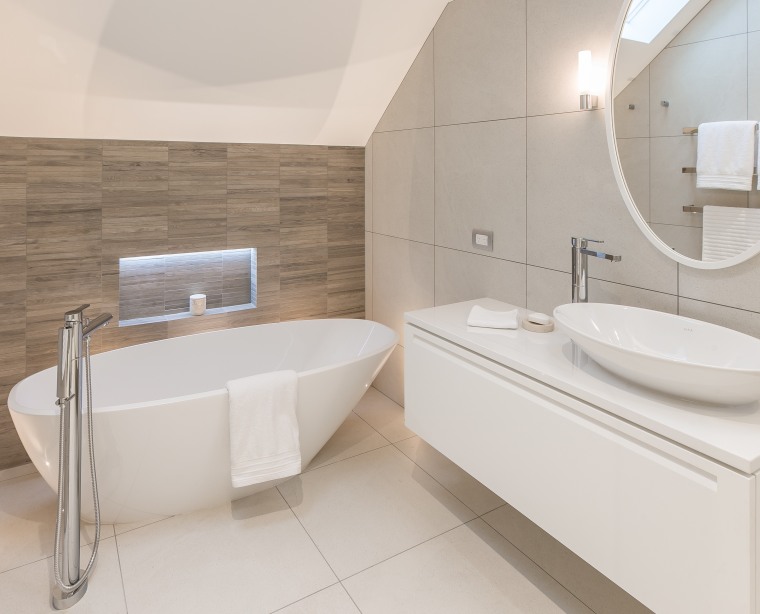 Winner – Natalie Du Bois, Du Bois Design bathroom, bathroom sink, bidet, floor, interior design, plumbing fixture, property, room, tap, tile, toilet seat, gray