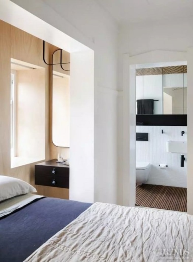 Avoid sharp corners and go for a rounded architecture, bed frame, bedroom, ceiling, door, floor, flooring, home, interior design, property, real estate, room, suite, wall, window, wood flooring, gray, white