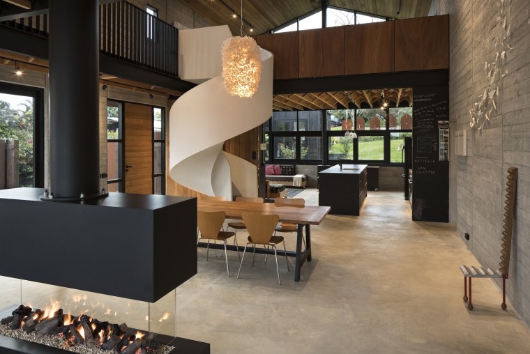 TIDA NZ 2017 – Architect-designed new home winner floor, flooring, furniture, interior design, lobby, table, black