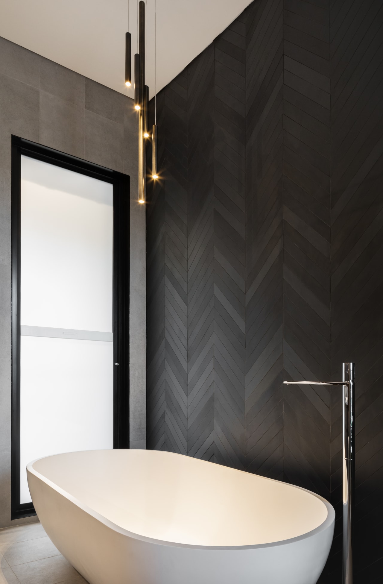 Herringbone Tiles Bathroom Wall