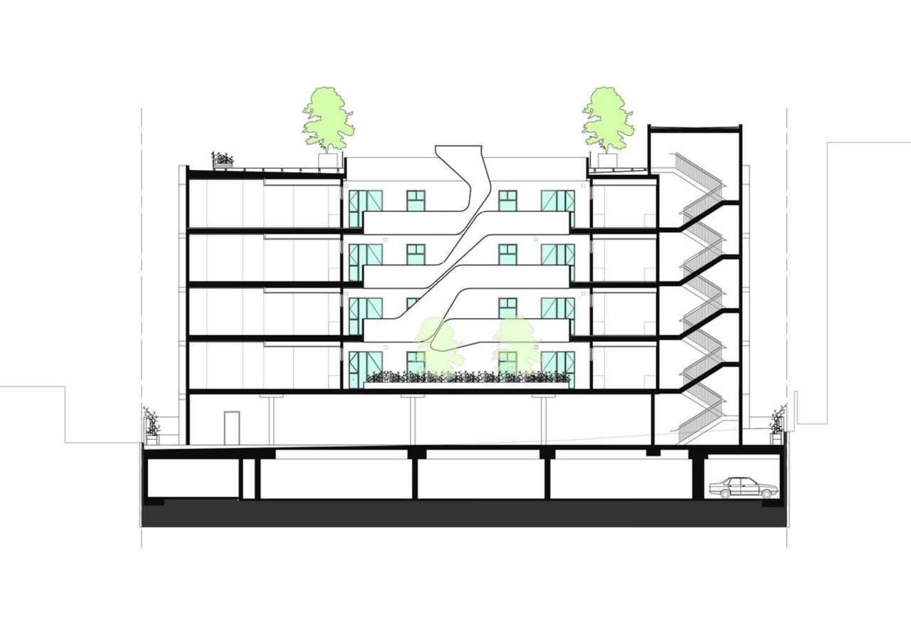 Building Performance Section Apartment Building Section Drawing