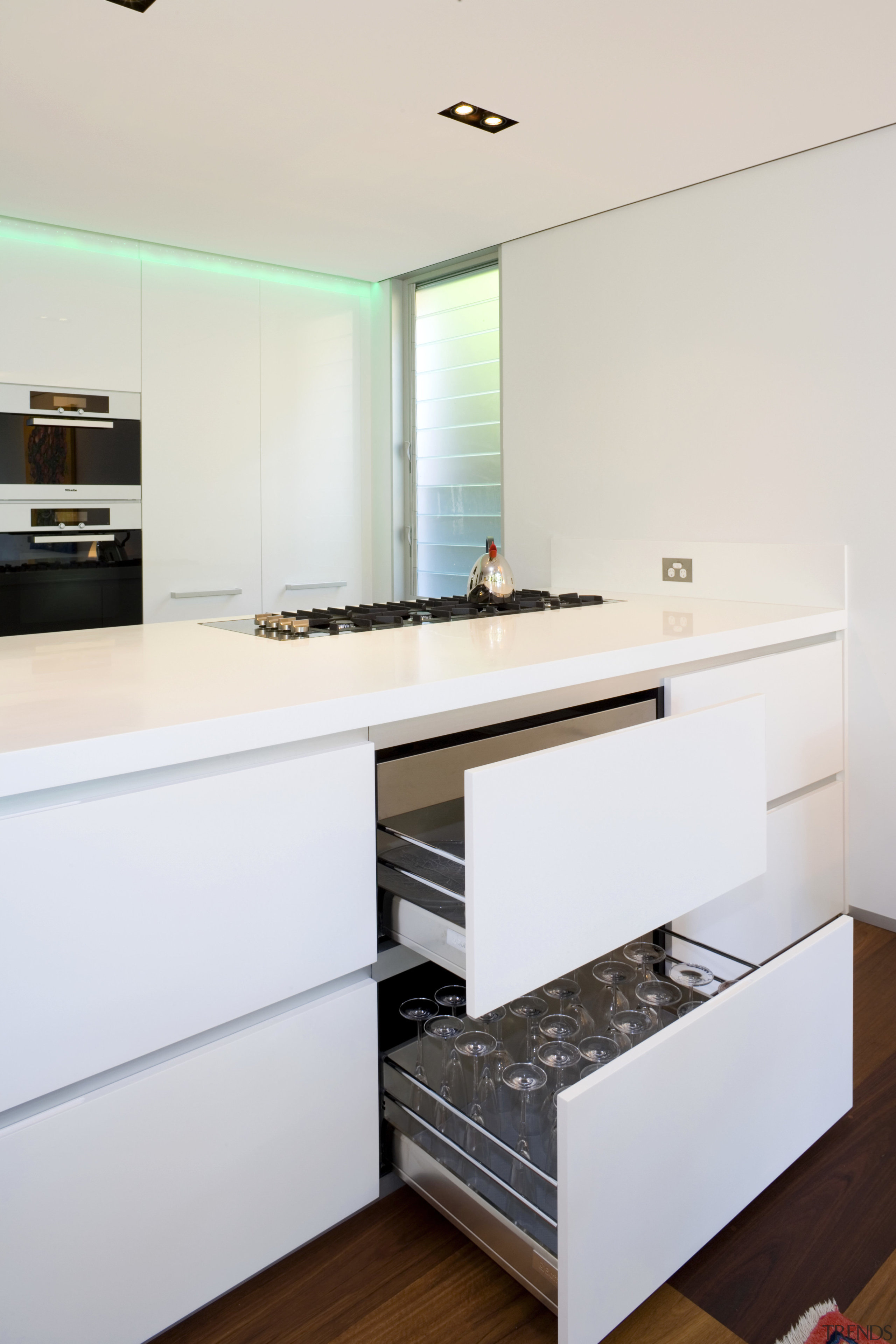 View of kitchen design by Linda Haefeli, and cabinetry, countertop, home, interior design, kitchen, room, white