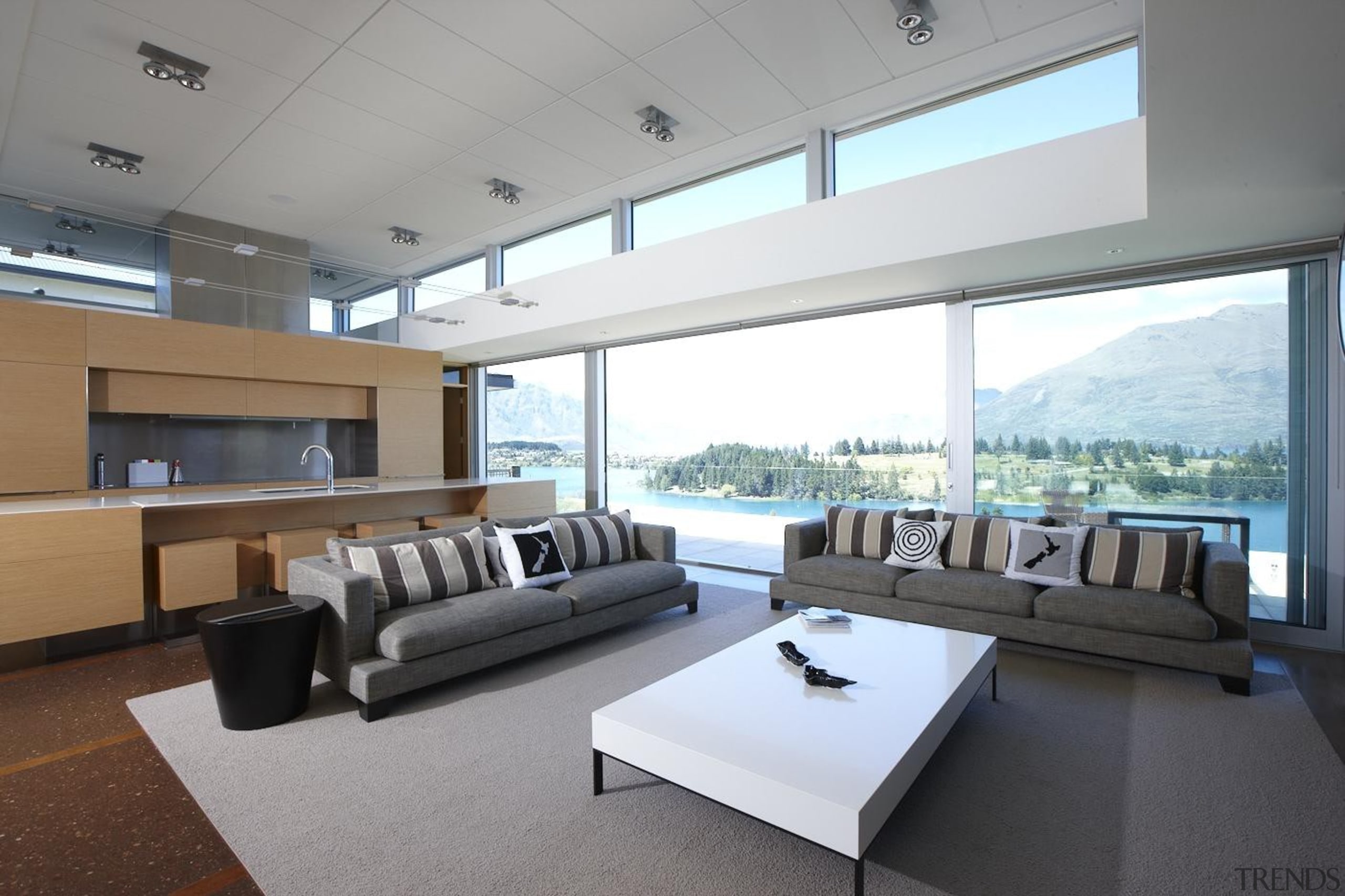 Large Euostacker doors open to a magical mountain house, interior design, property, real estate, window, gray, white