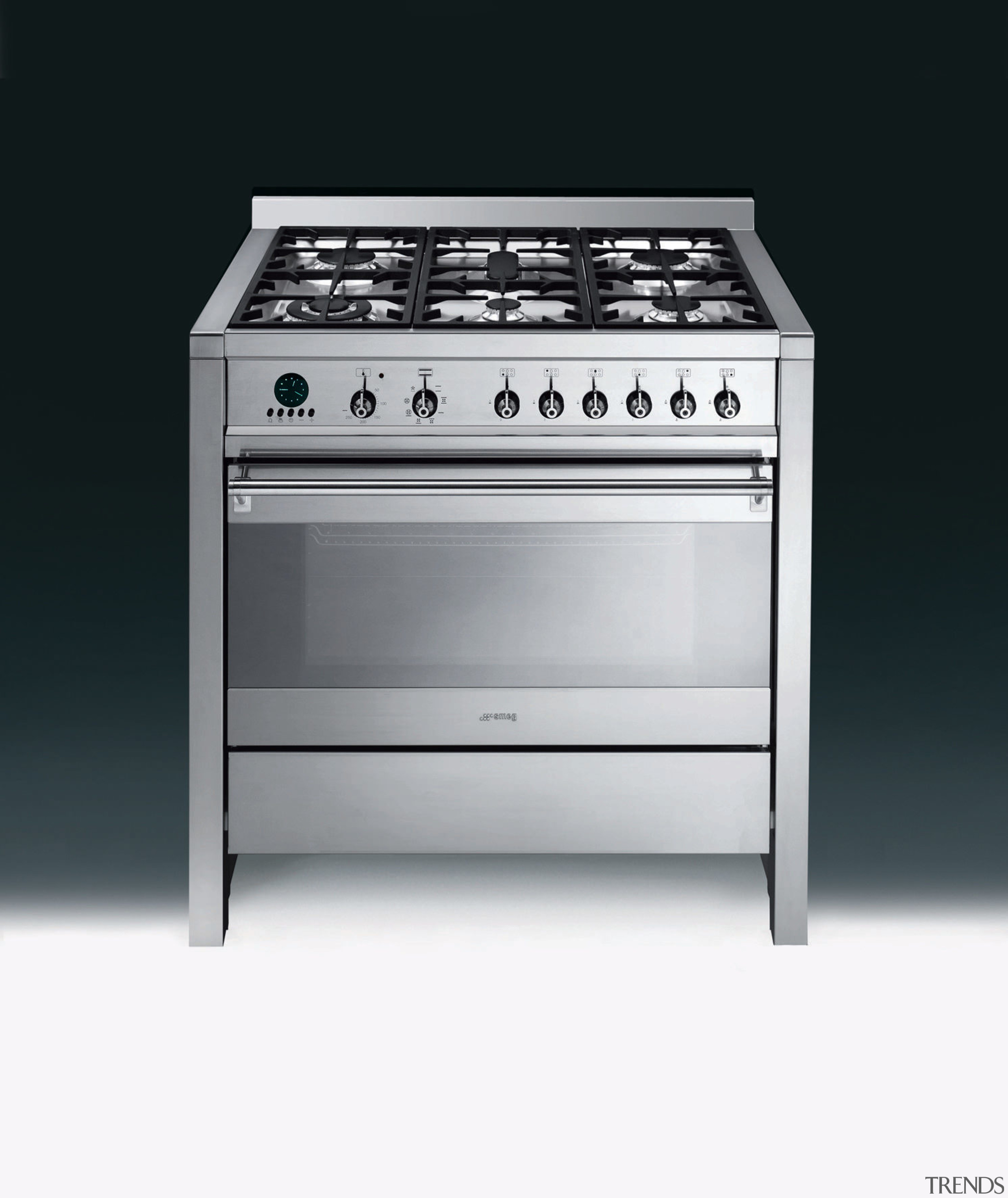 view of this smeg oven and gas hob electronic instrument, gas stove, home appliance, kitchen appliance, kitchen stove, major appliance, product, product design, black, white