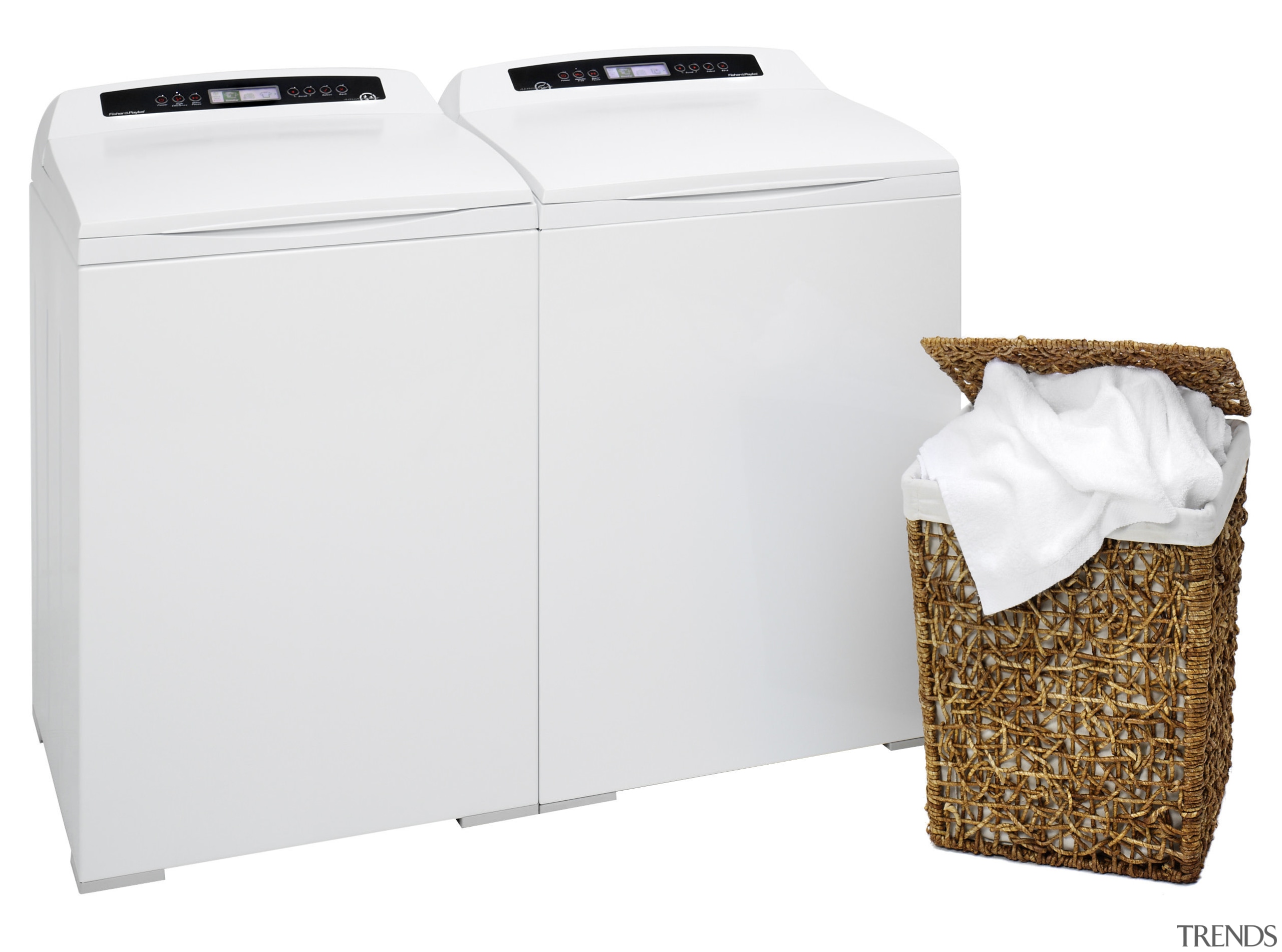 A view of this laundry featuring the latest product, product design, white
