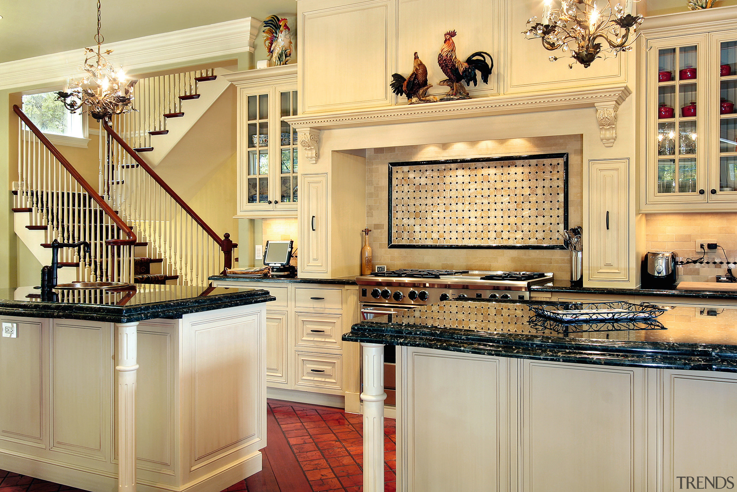 Burmeister Woodwork designed all of the cabinetry dor cabinetry, countertop, cuisine classique, flooring, home, interior design, kitchen, room, orange