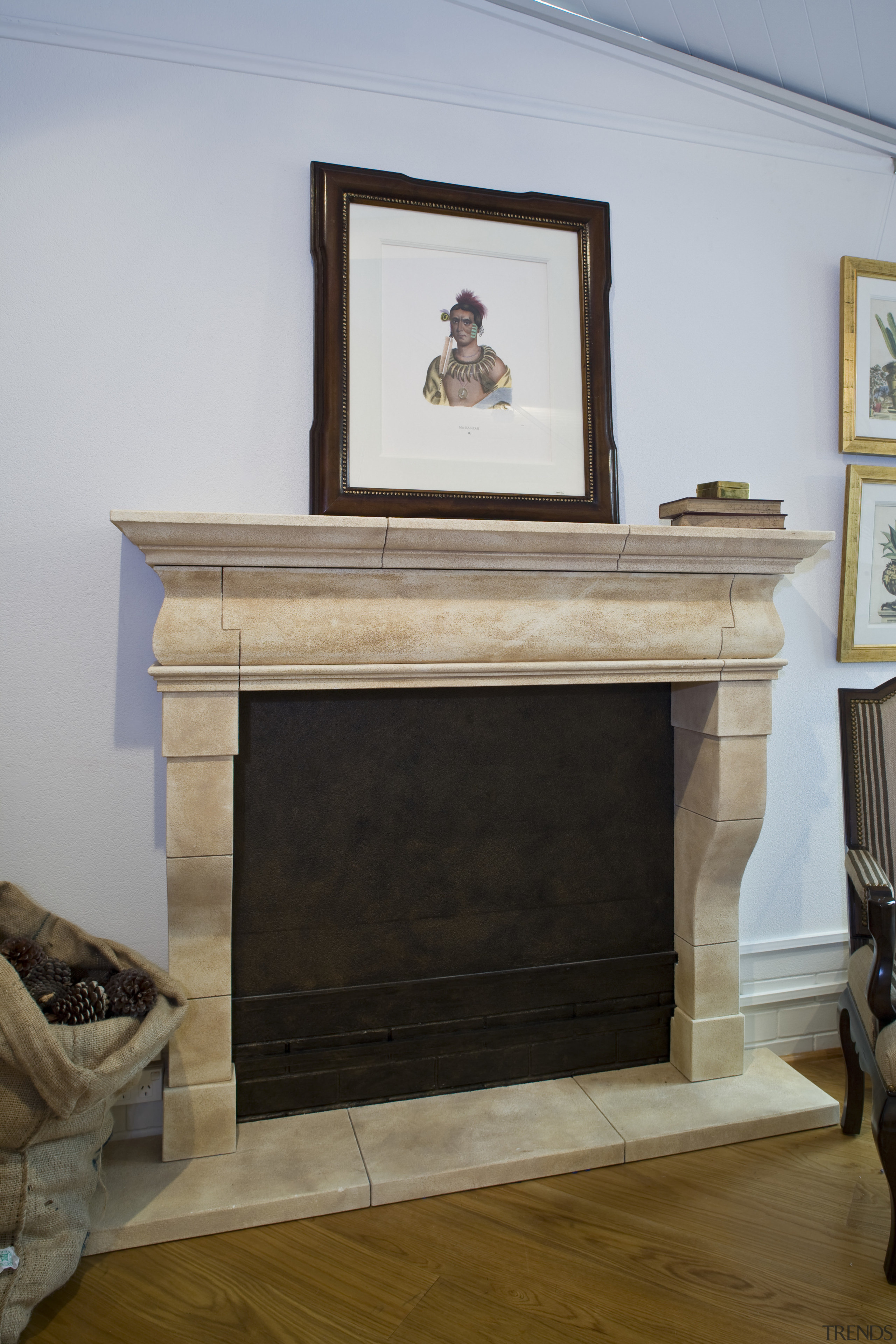 View of a hand-crafted stone mantle by The fireplace, furniture, hearth, home, gray