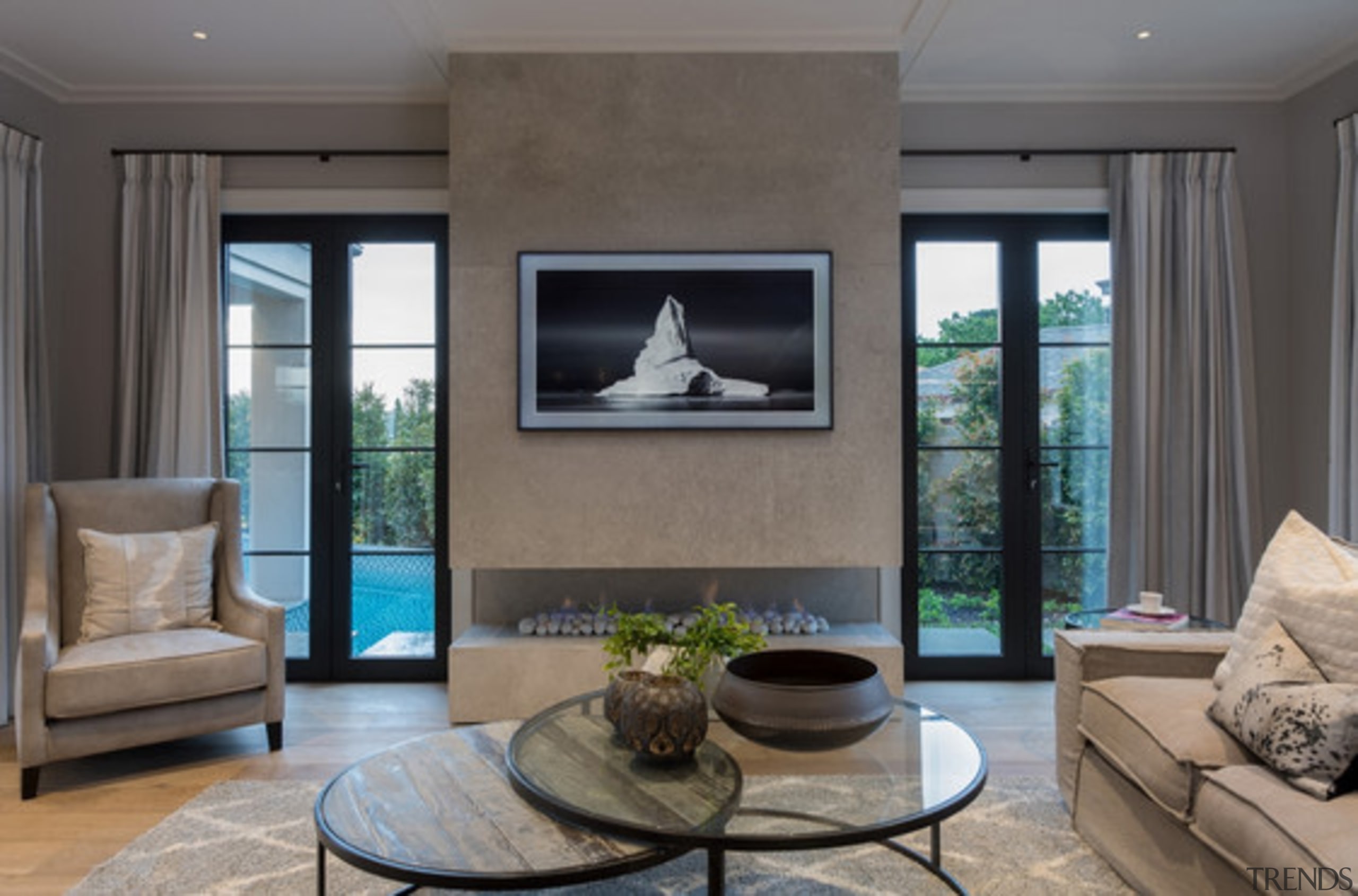 New Albany Show Home - New Albany Show floor, home, interior design, living room, real estate, wall, window, gray, black