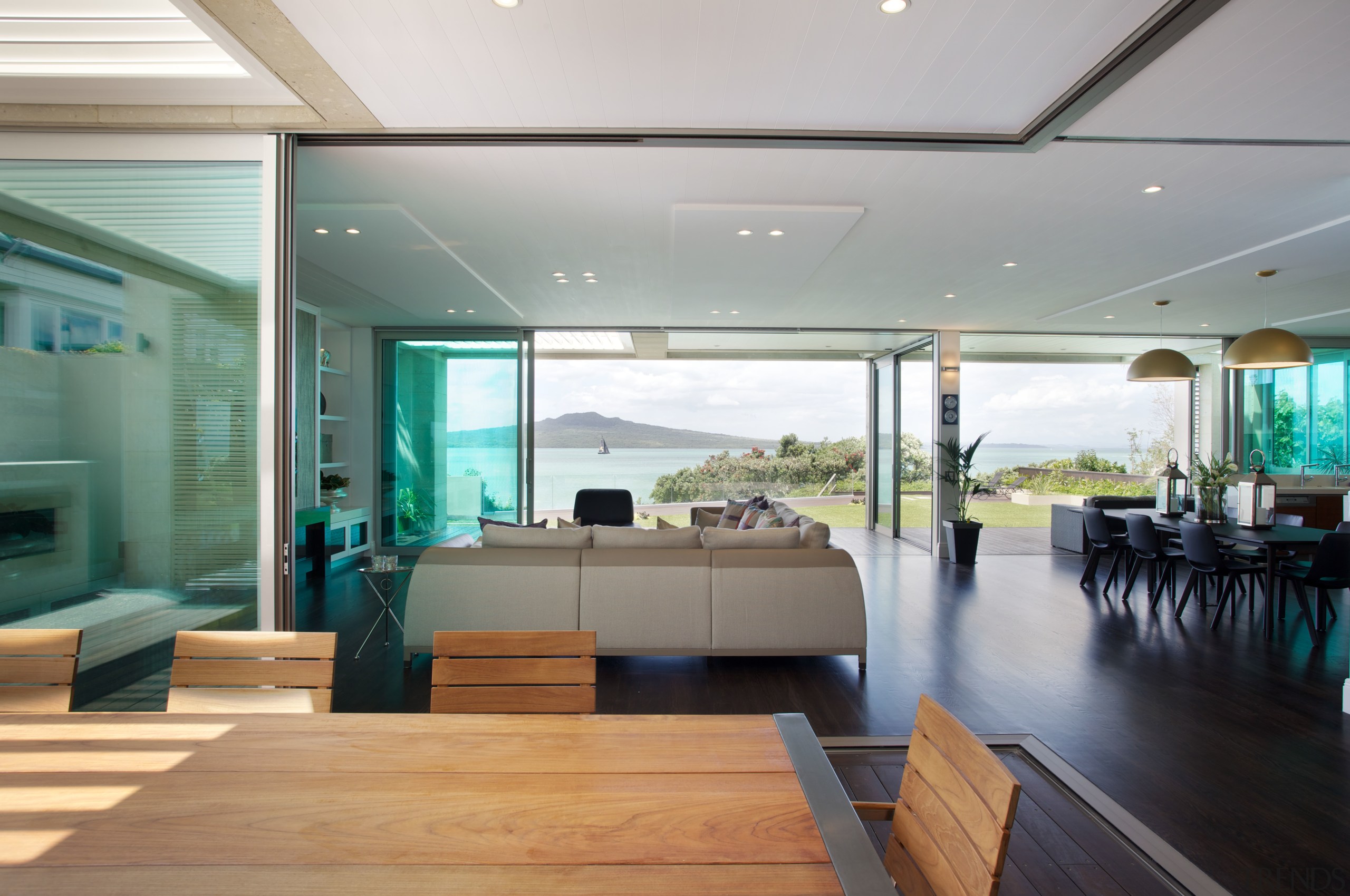 Contemporary clifftop house with stone cladding - Contemporary ceiling, house, interior design, real estate, window, gray