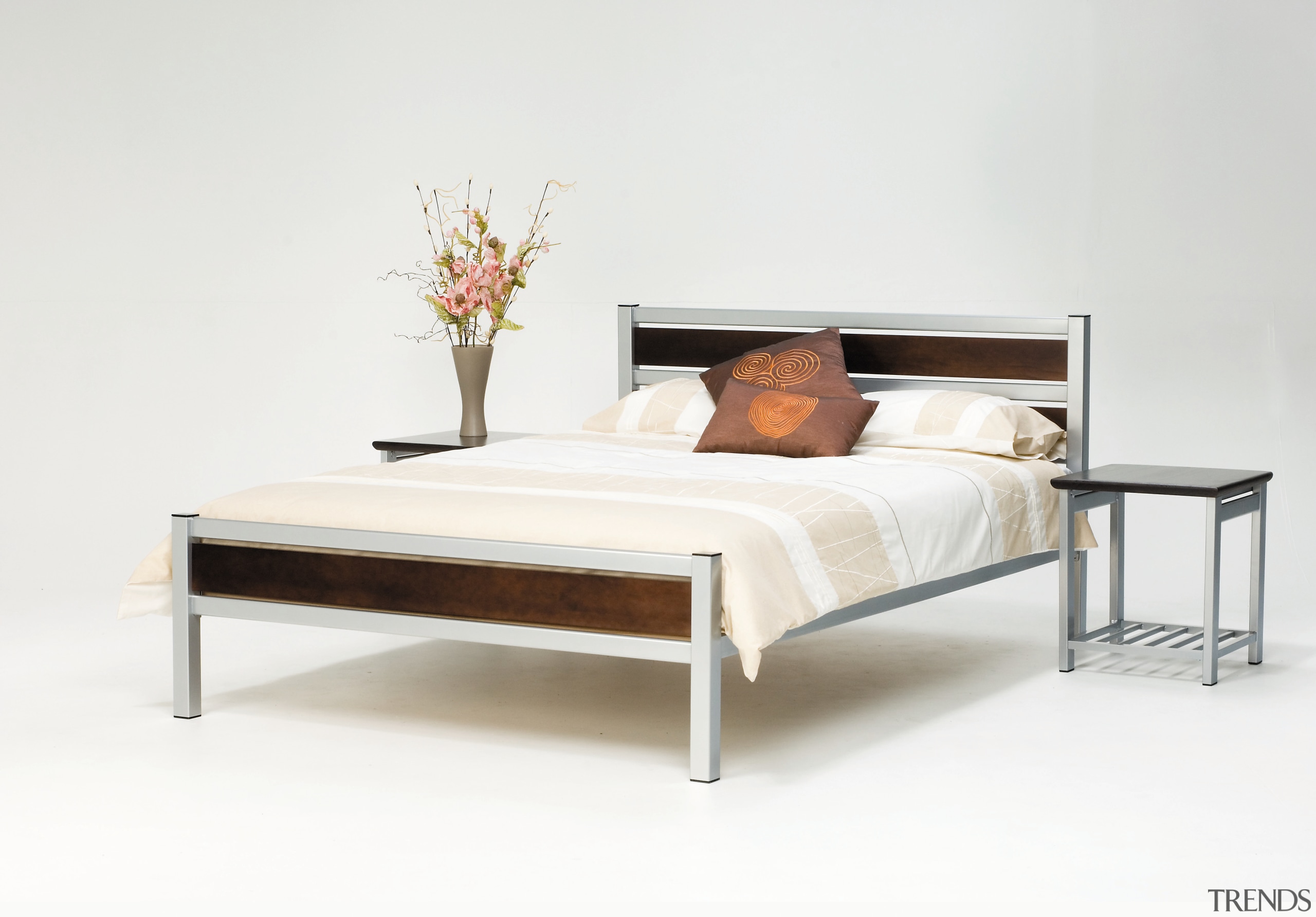 A view of some bedding from Outlook Design bed, bed frame, couch, furniture, mattress, product design, studio couch, white