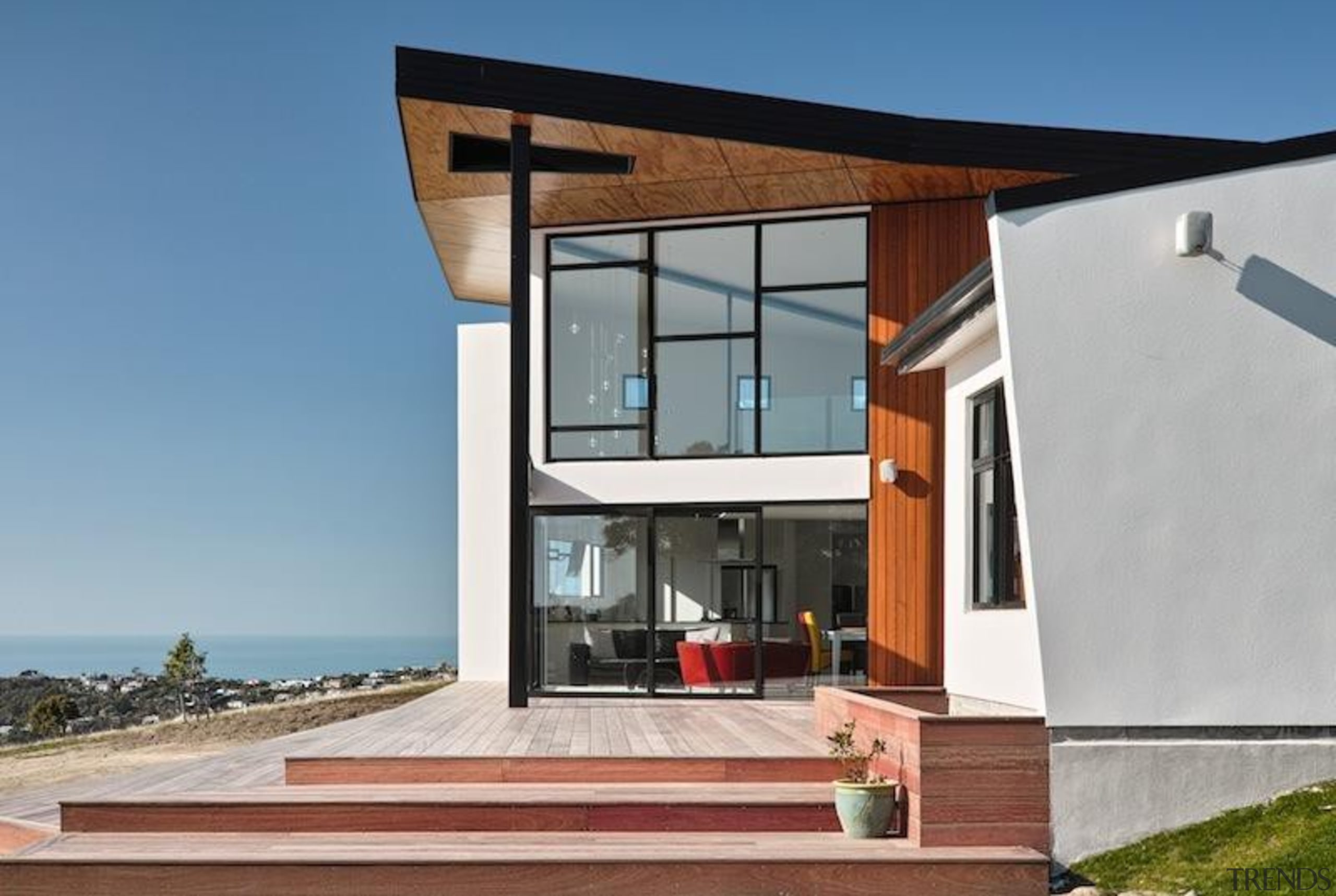 TIDA New Zealand Architect-designed Homes - 2015 Trends architecture, building, elevation, facade, home, house, property, real estate, window, gray, teal