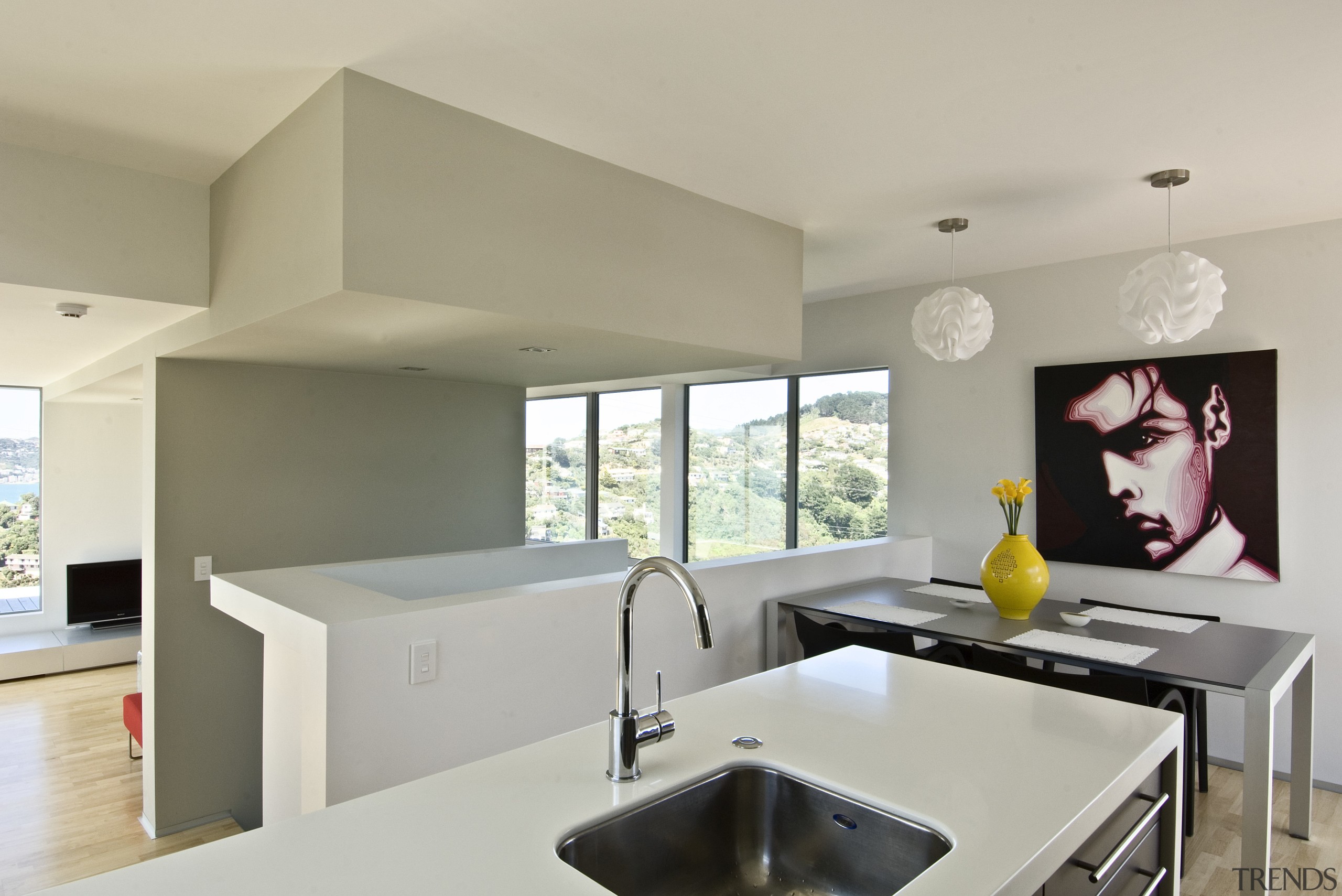 Kitchen inside contemporary home featuring cabinetry by AB architecture, countertop, home, house, interior design, kitchen, property, real estate, gray