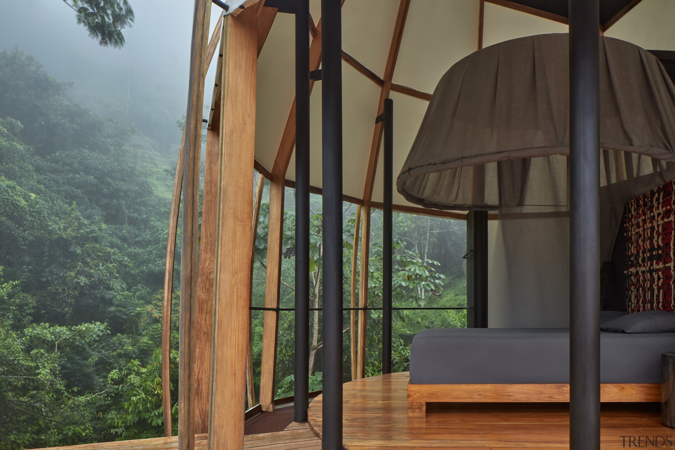The mosquito net is the dominant element of 
