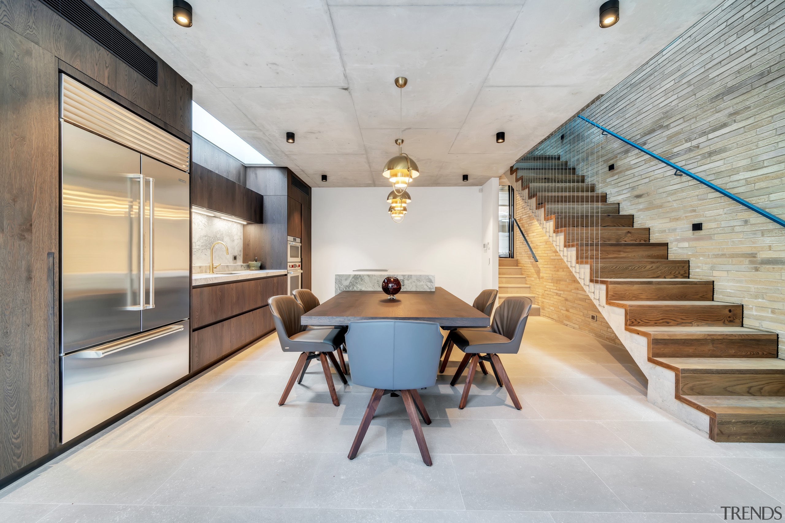 ​​​​​​​From this angle, this kitchen’s cantilevered island with 
