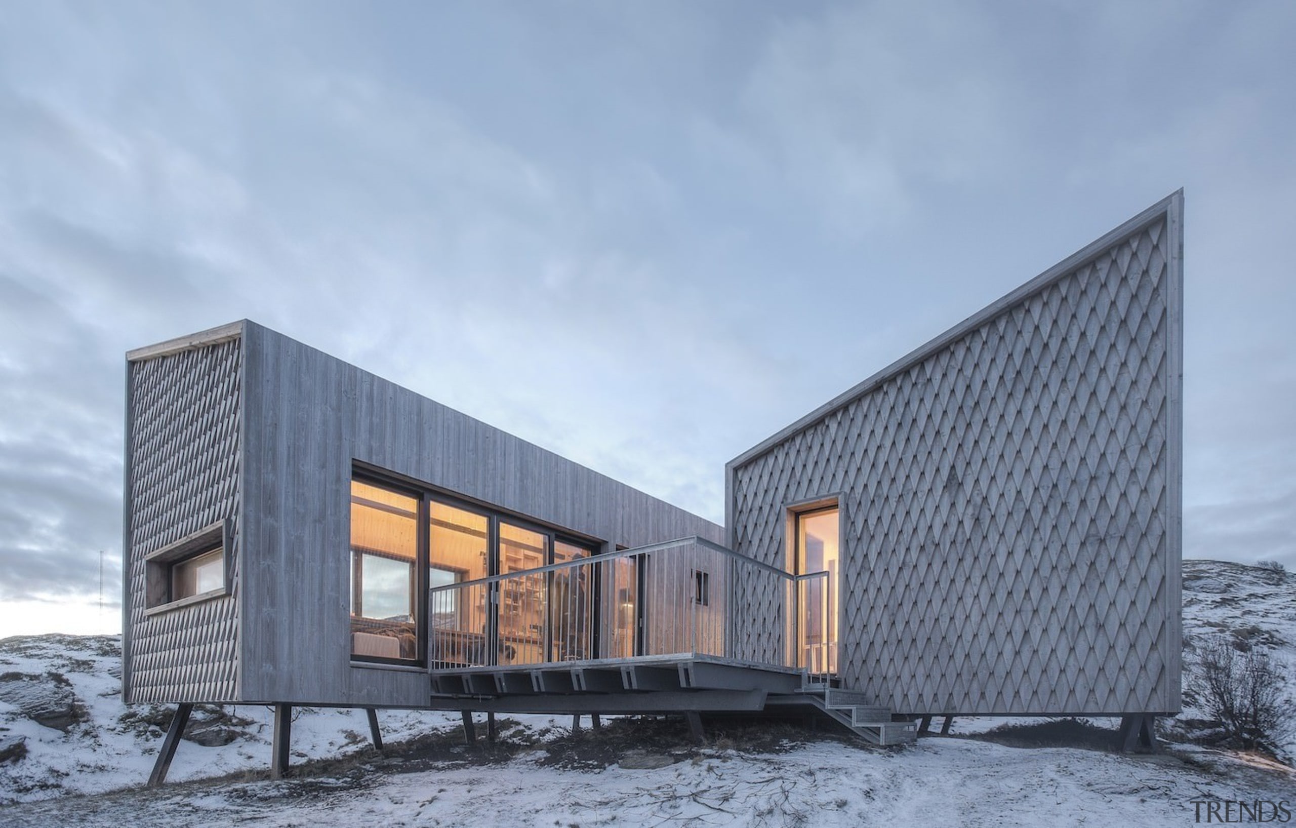 Architect: TYIN tegnestue ArchitectsPhotographer: Pasi Aalto / architecture, building, facade, home, house, sky, winter, teal