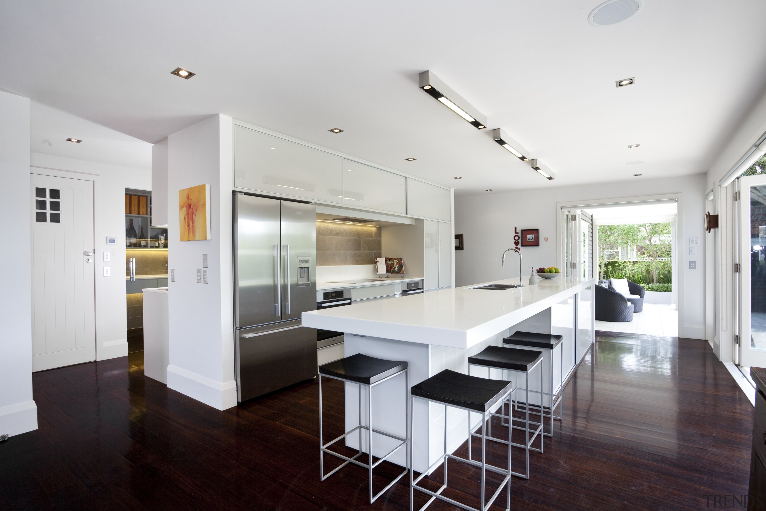 Kitchen designed by Natalie Du Bois. - Kitchen architecture, ceiling, countertop, floor, house, interior design, kitchen, property, real estate, room, white