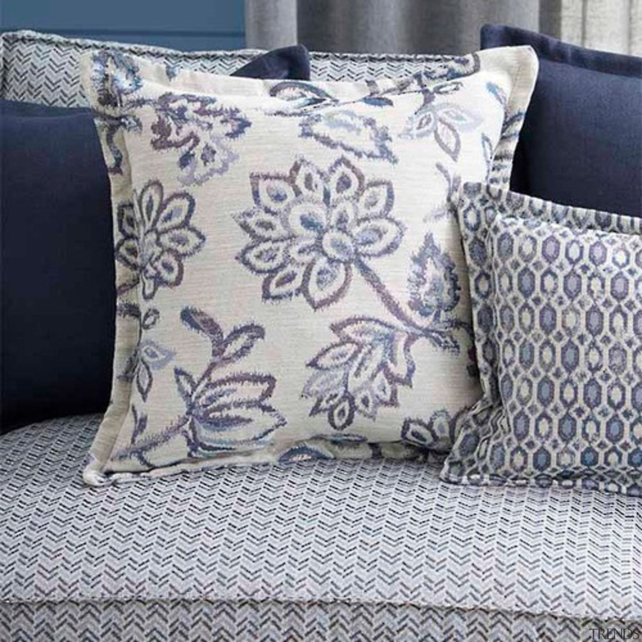 Presenting traditional designs with a contemporary twist, BIANCA cushion, duvet cover, furniture, linens, pattern, pillow, product, textile, throw pillow, gray