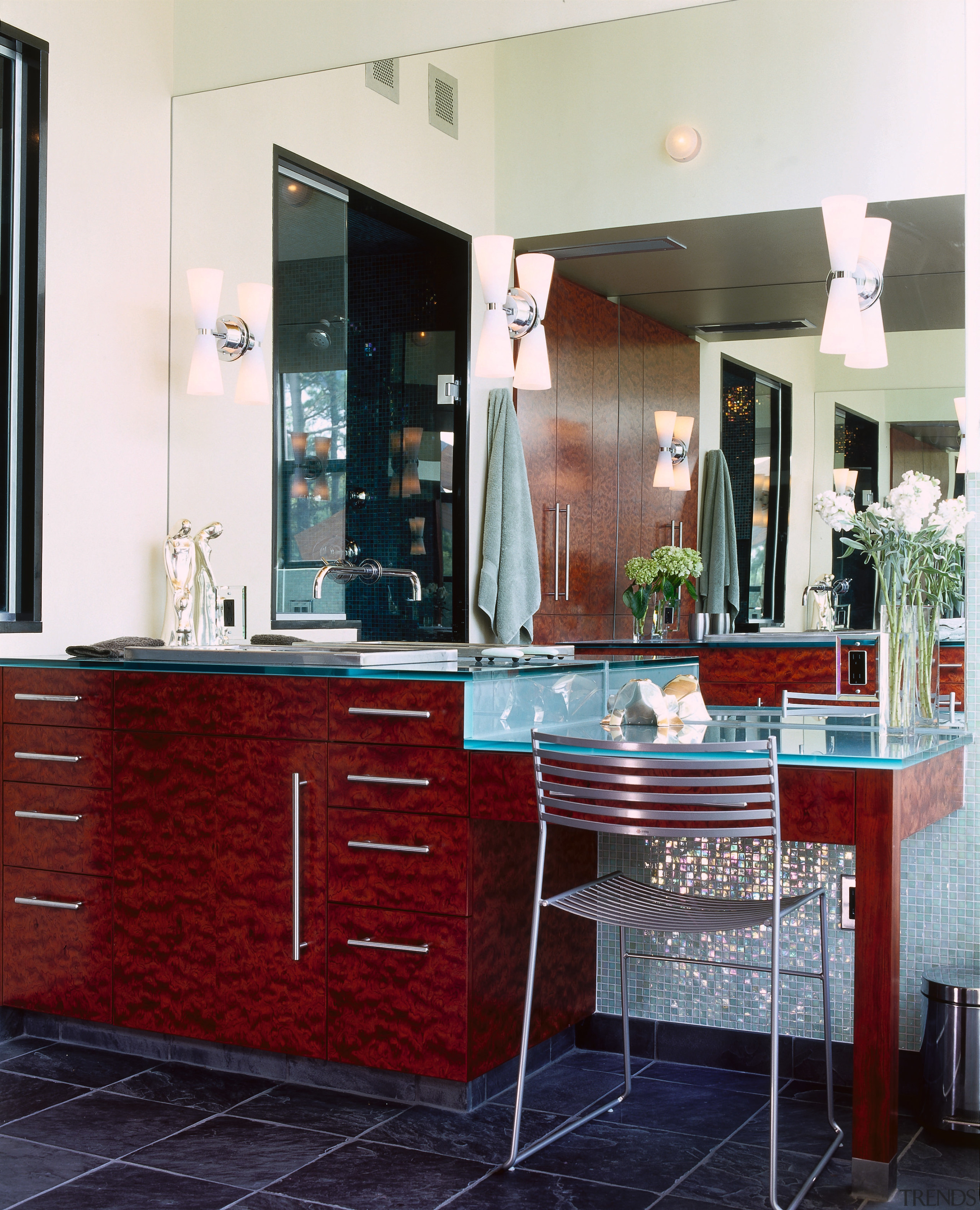 View of this vanity unit - View of cabinetry, countertop, furniture, interior design, kitchen, room, table, white