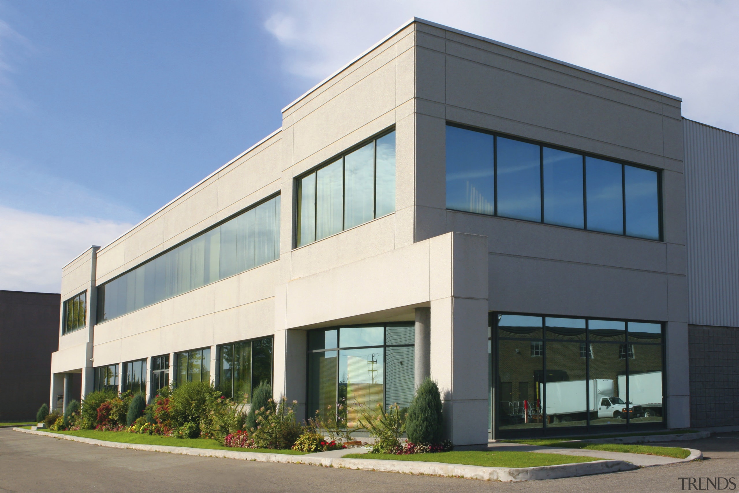 View the retail and office space at the architecture, building, commercial building, corporate headquarters, elevation, facade, house, property, real estate, window, white