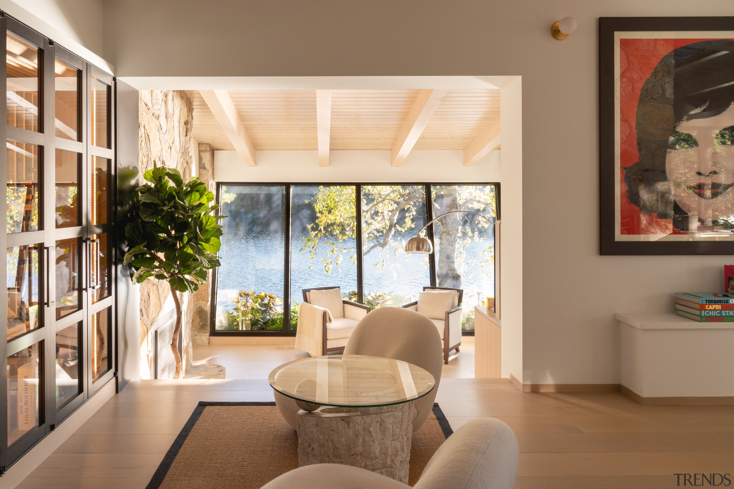 Given the open-plan layout, the pristine lake is 