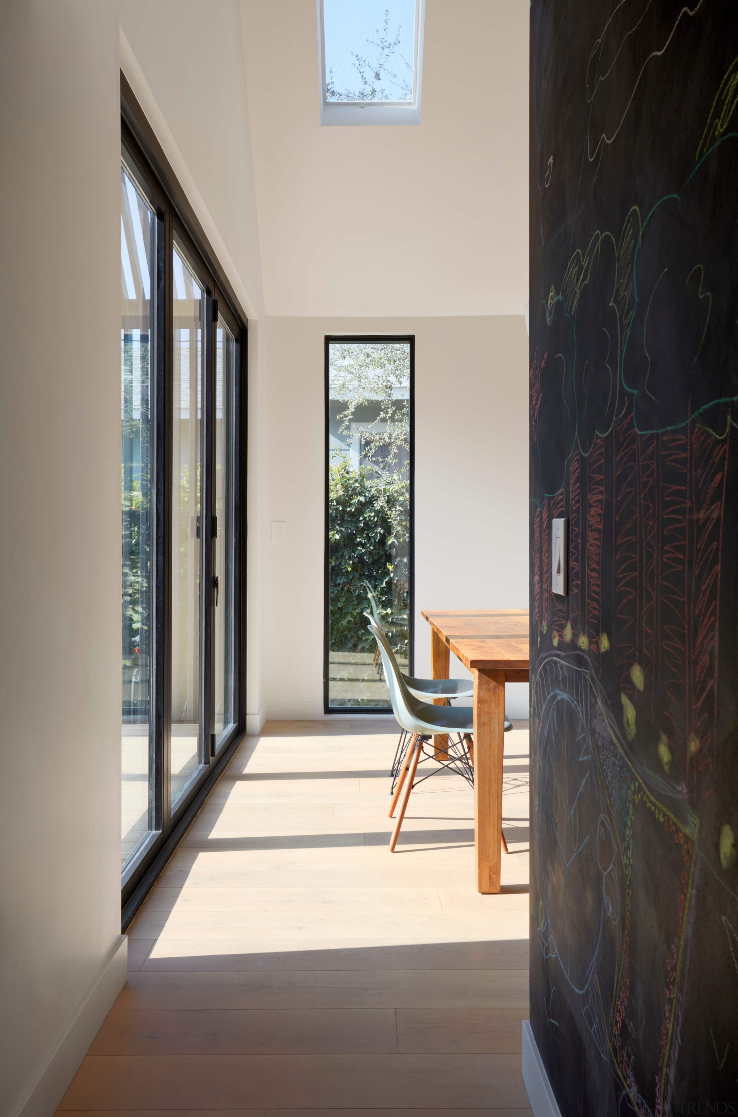 This hallway, covered in chalk paint for doodling 