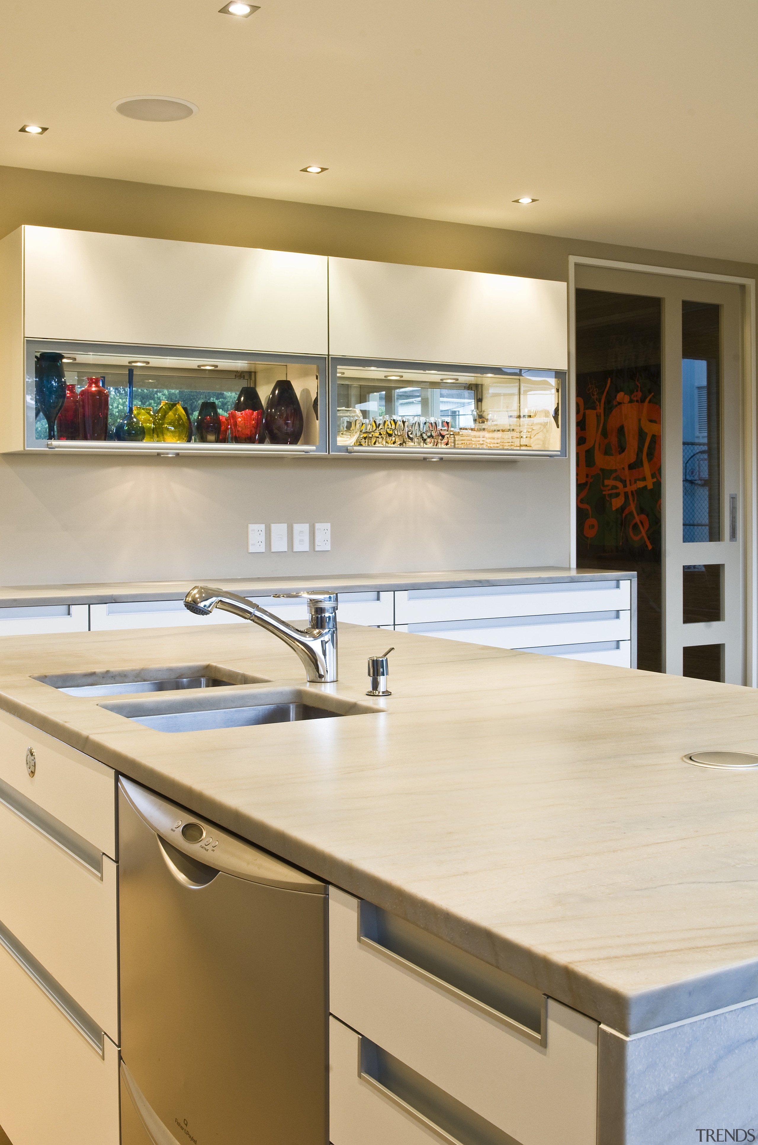 View of kitchen which has been designed by cabinetry, countertop, interior design, kitchen, orange