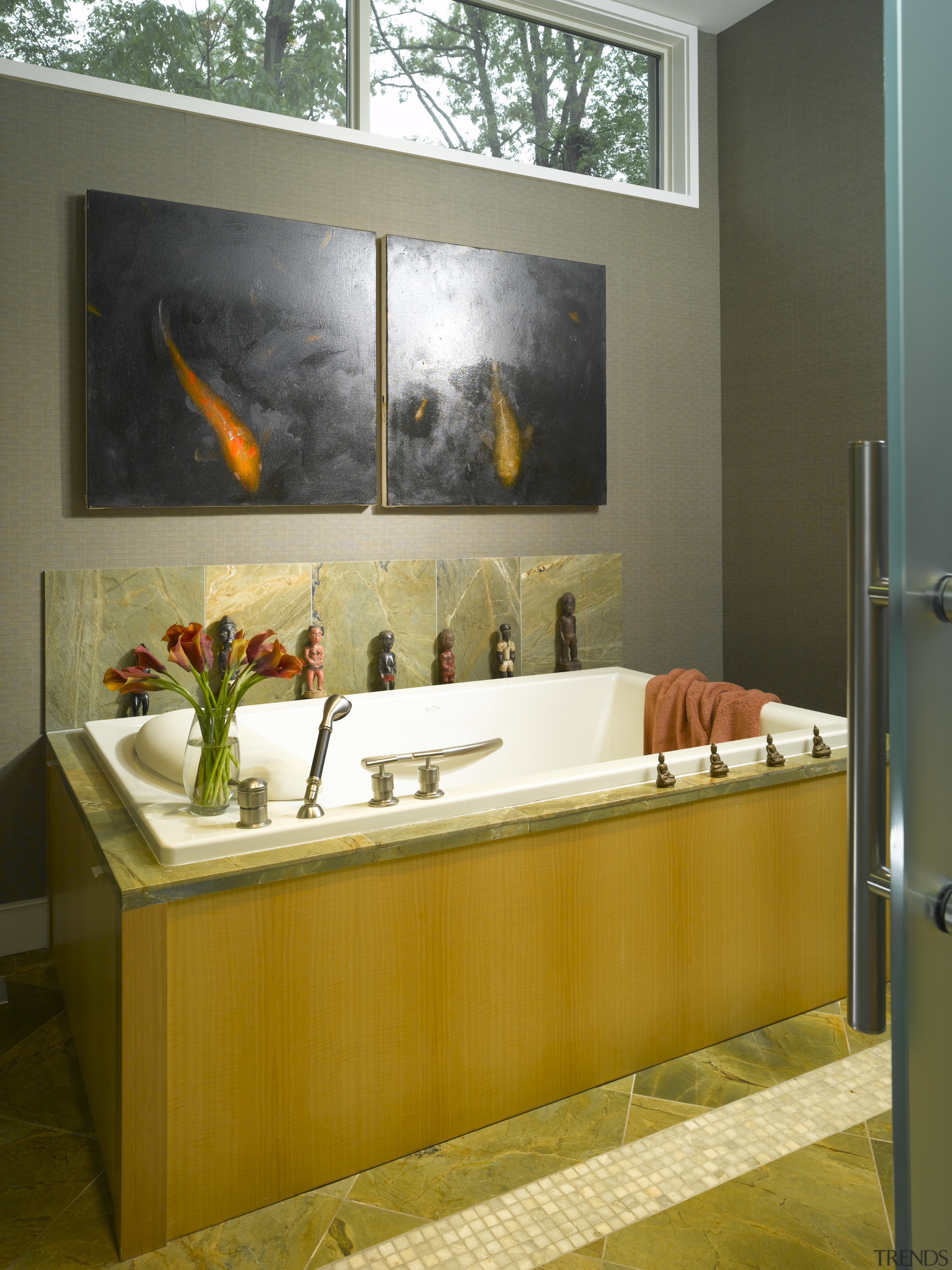 A view of this bathroom featuring a pearwood bathroom, interior design, room, sink, brown