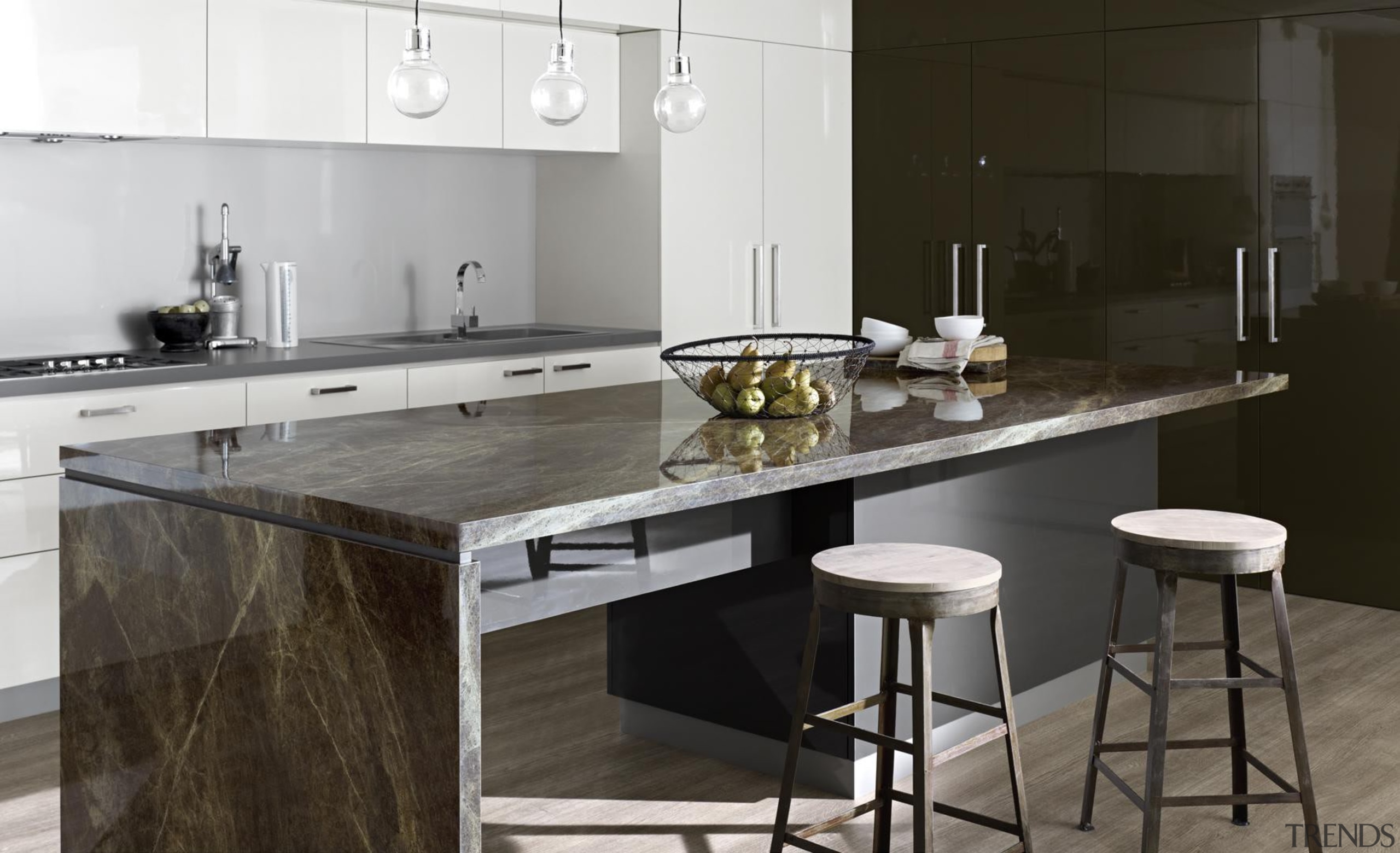Classic Gloss Island - Classic Gloss Island - countertop, cuisine classique, floor, flooring, interior design, kitchen, product design, table, black, gray