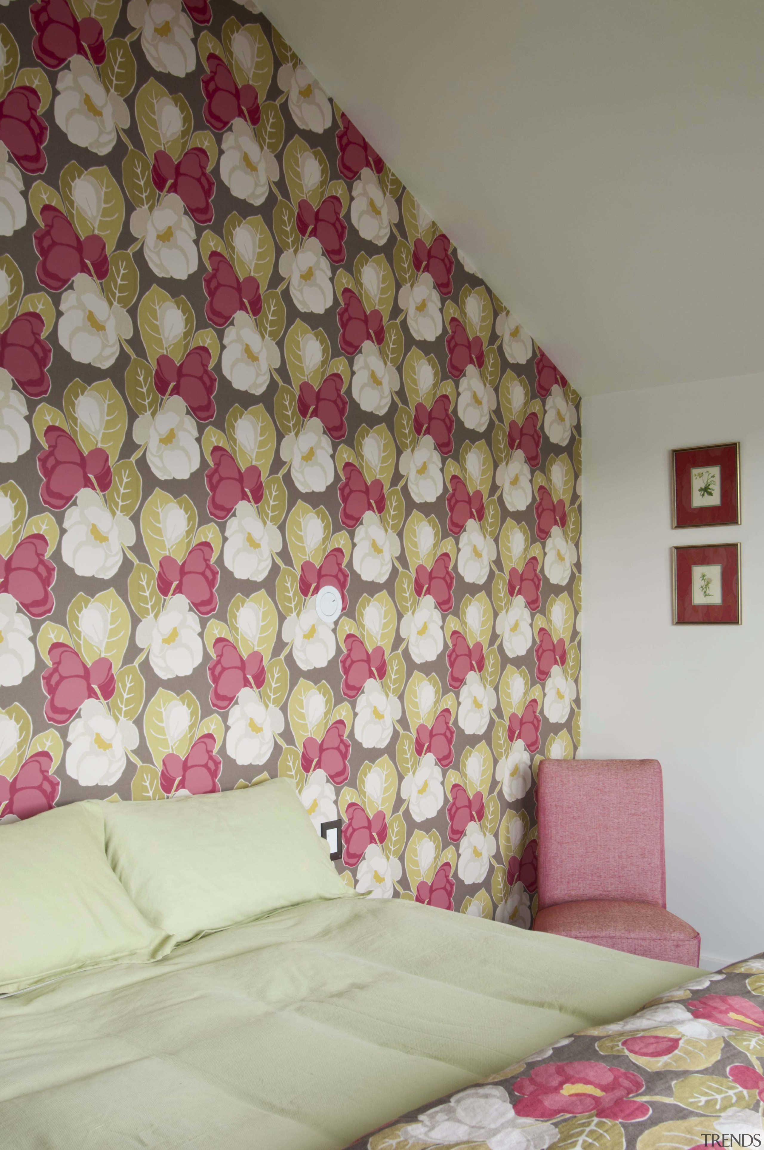 This house was designed by Gina Jones of curtain, cut flowers, decor, floral design, floristry, flower, flower arranging, interior design, petal, pink, room, textile, wall, window treatment, gray