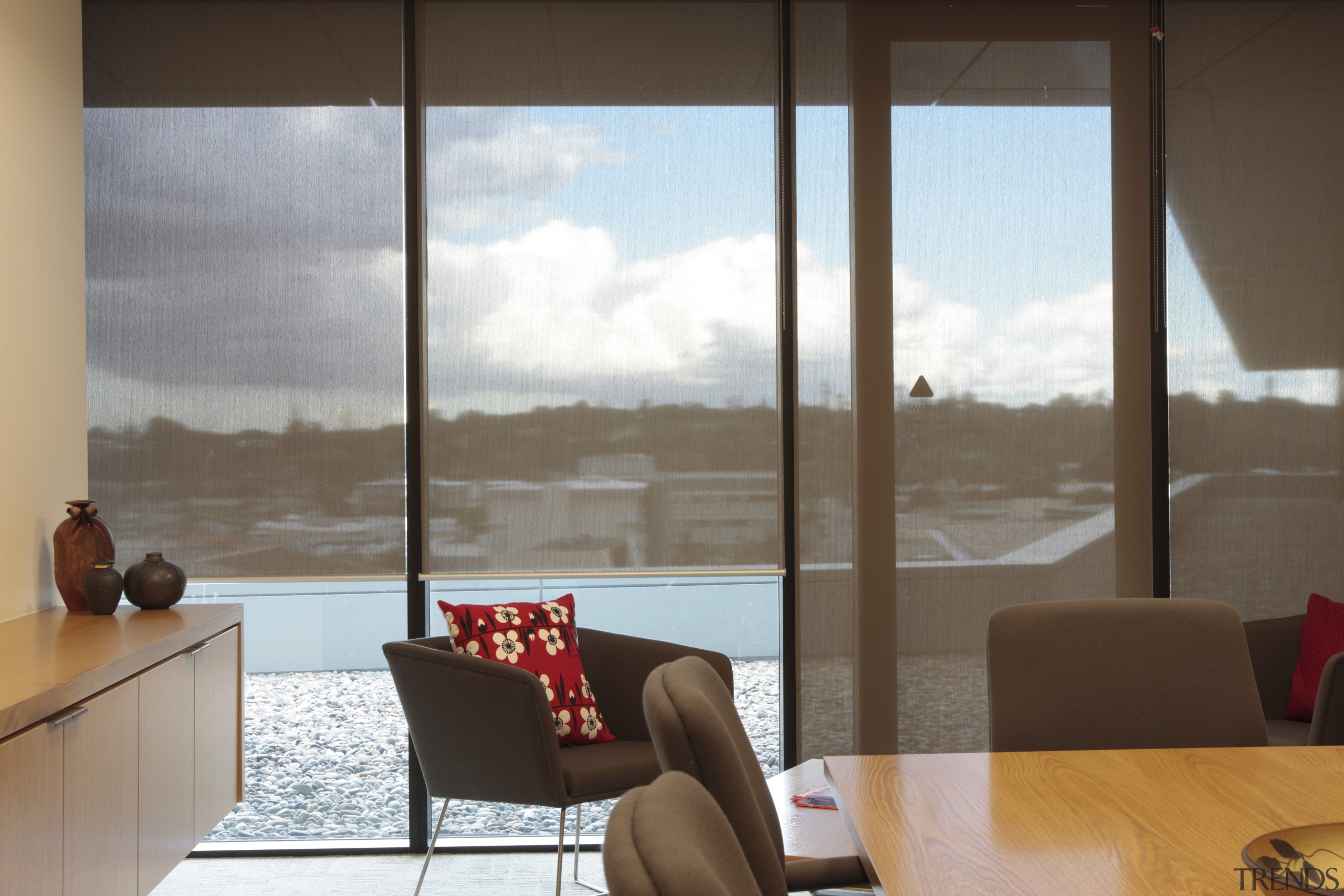 View of the office blinds by KWA Blinds apartment, house, interior design, table, window, brown, white