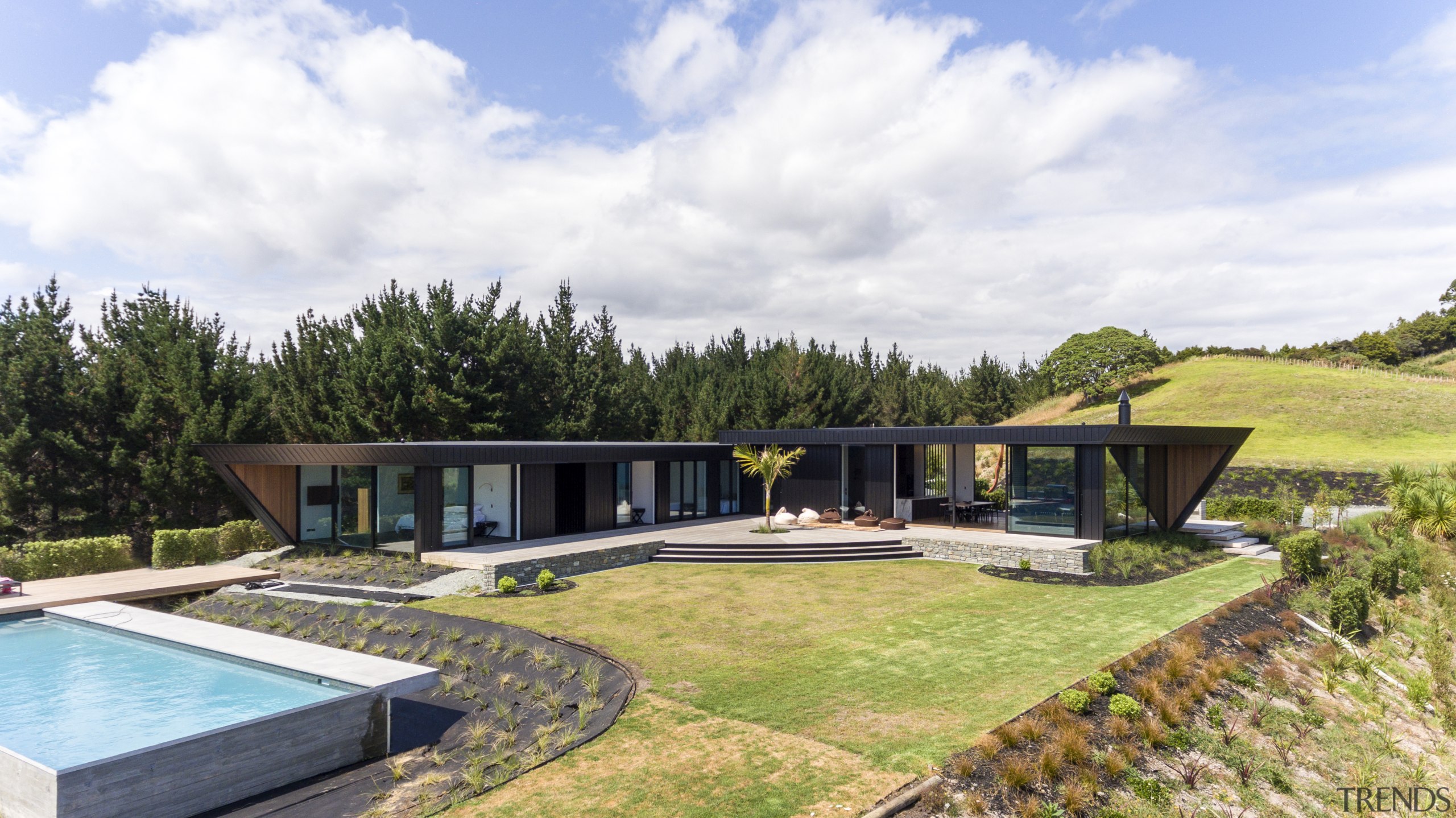 Departing from earlier plans, the house was instead 