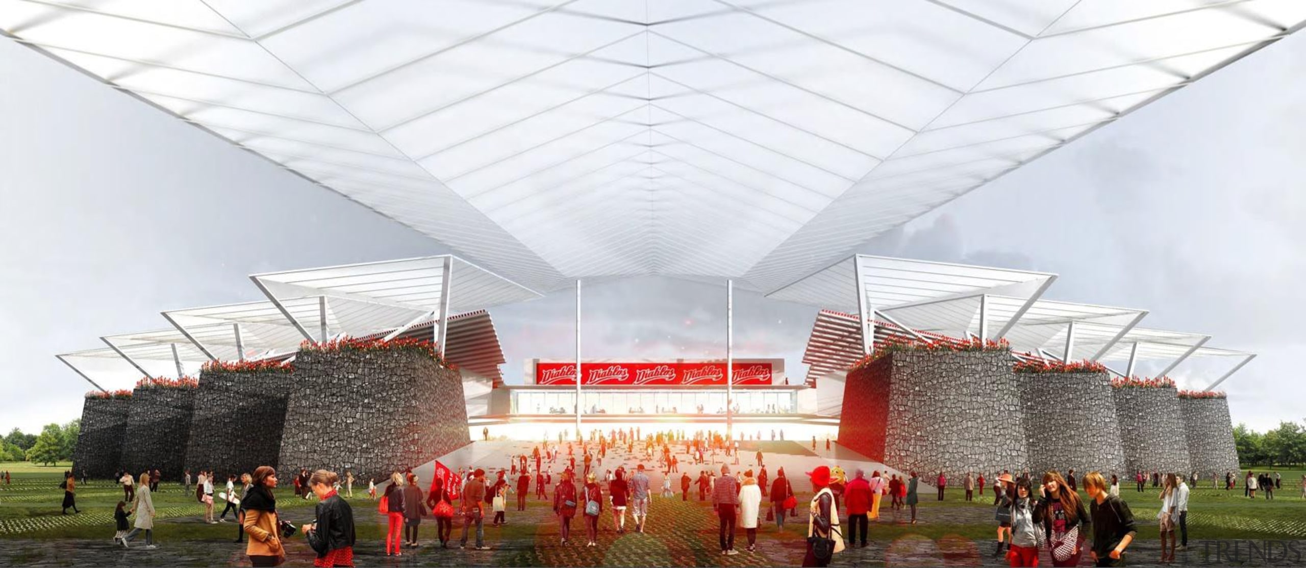 Estadio Diablos is the new stadium design for architecture, pavilion, sport venue, structure, white
