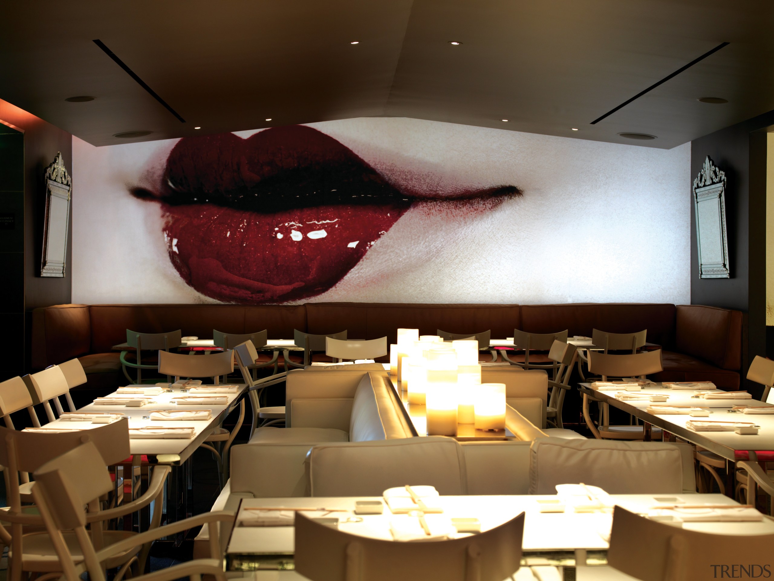 Created for master sushi chef Katsuya Uechi, Katsuya ceiling, interior design, restaurant, brown