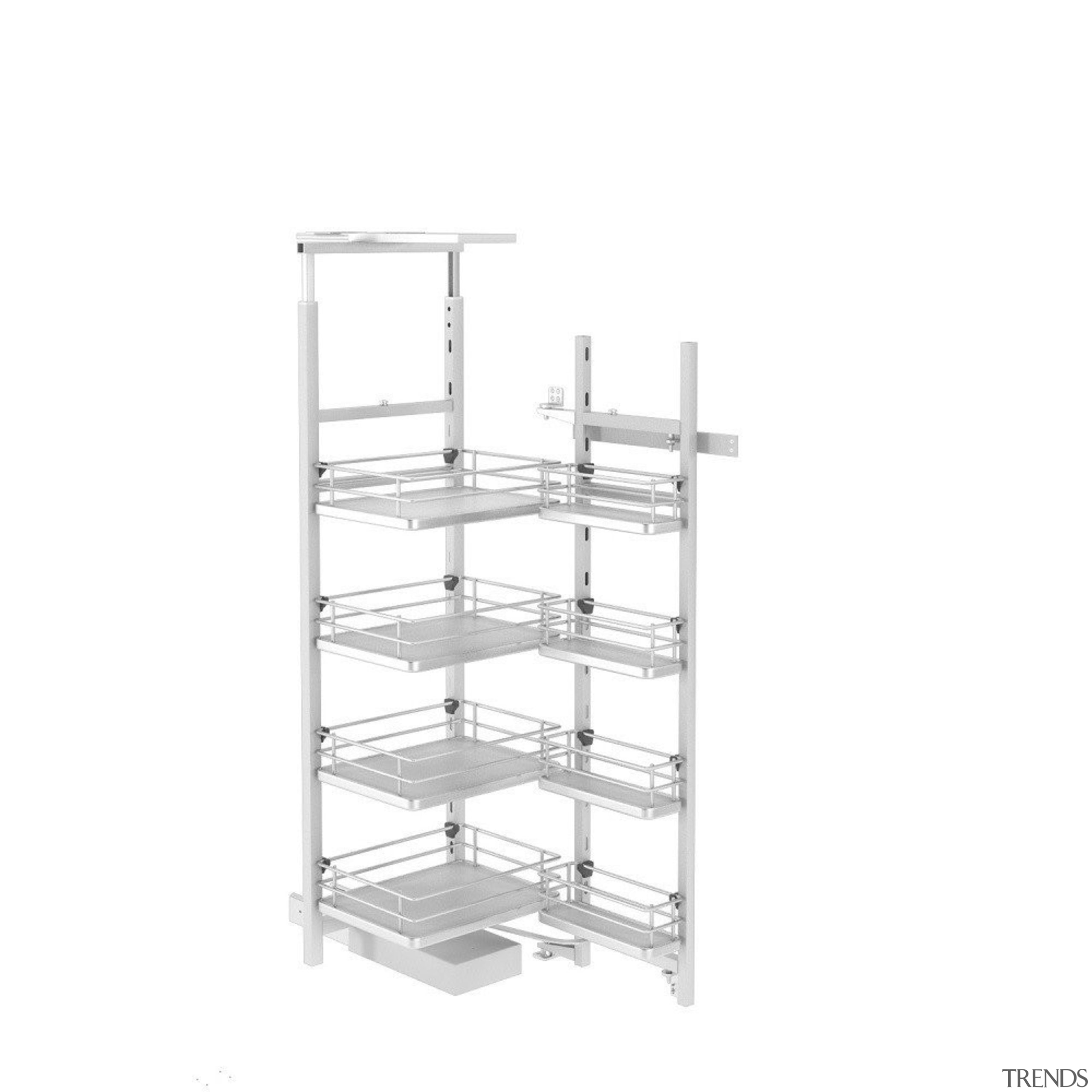 Giamo Short Chef Larder with Solid Base Shelves angle, furniture, product, shelf, shelving, white