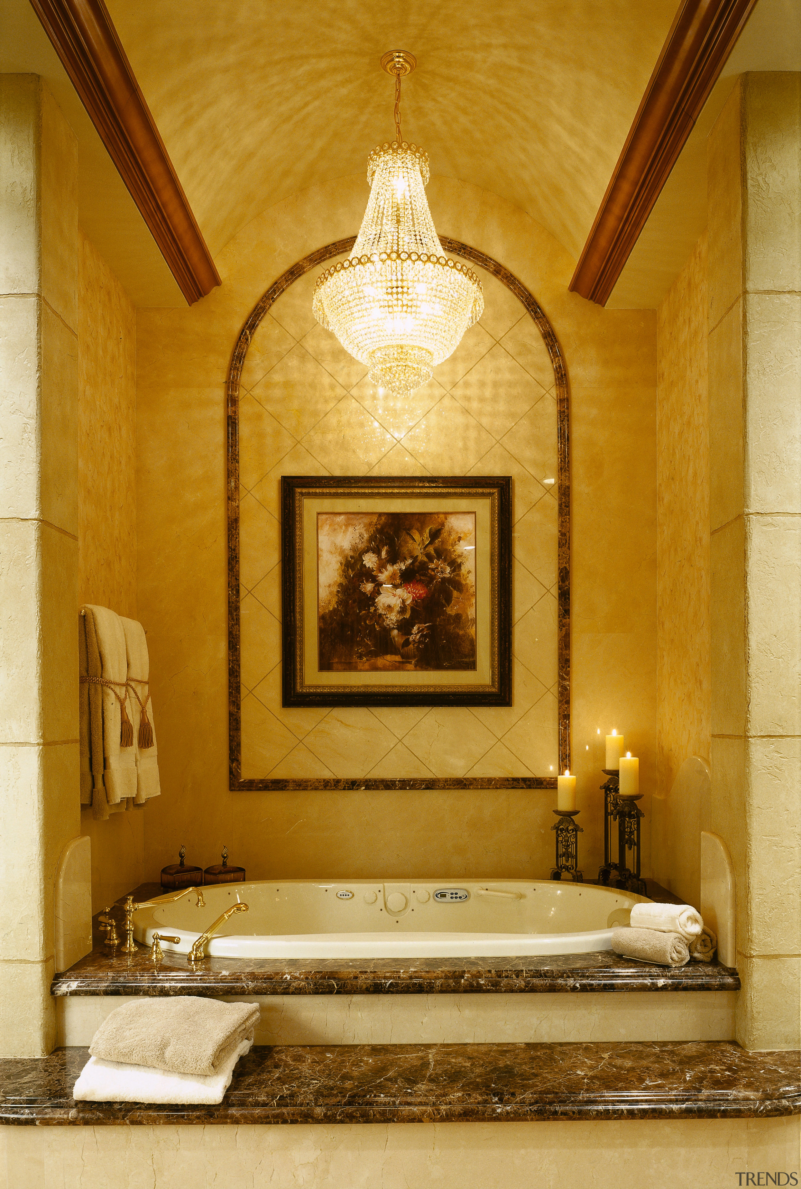 A view of a bathroom, brown marble steps architecture, bathroom, ceiling, estate, floor, flooring, home, interior design, room, wall, orange, brown