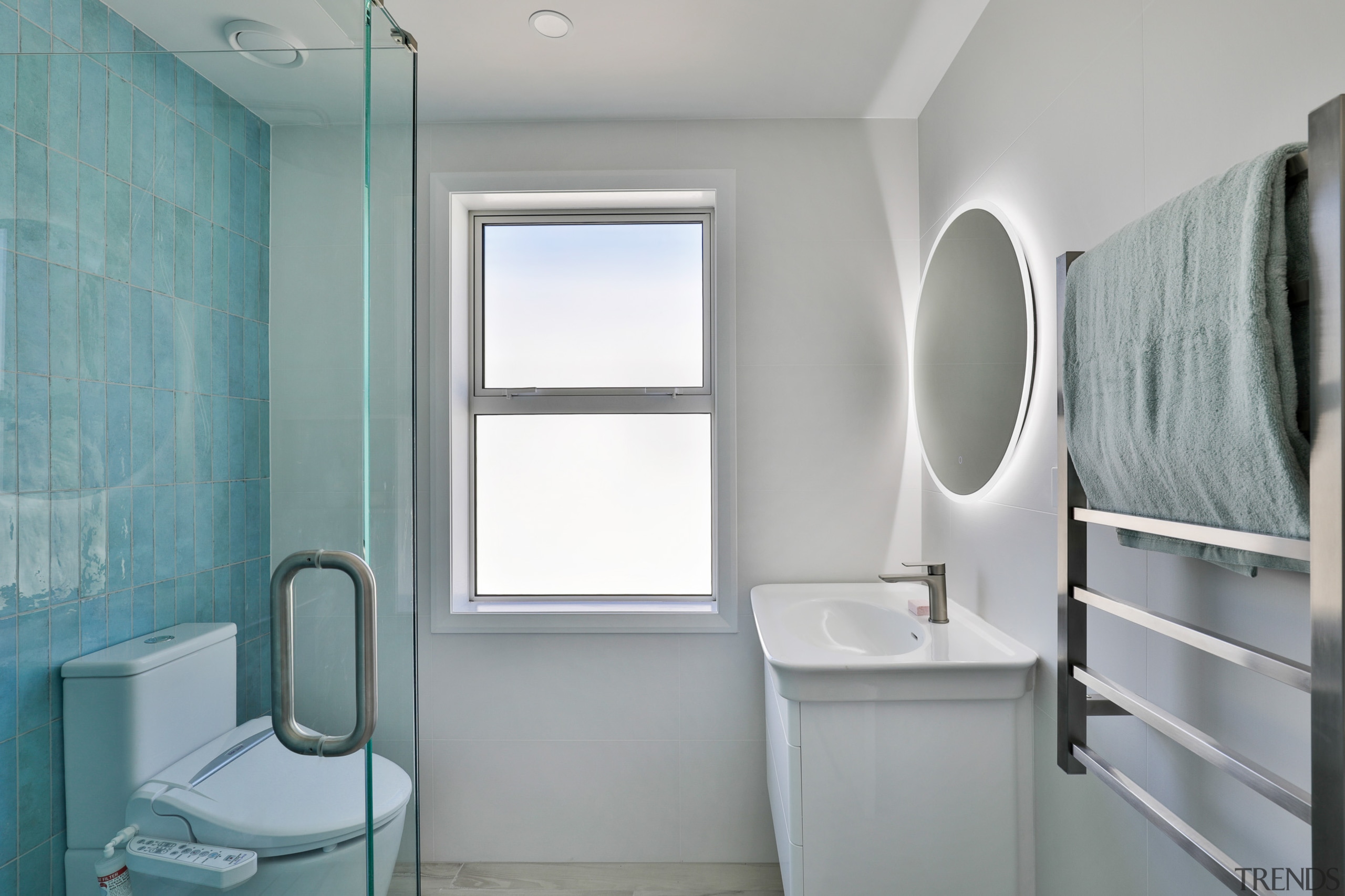 With the ensuite mainly in demure Urban Cement 