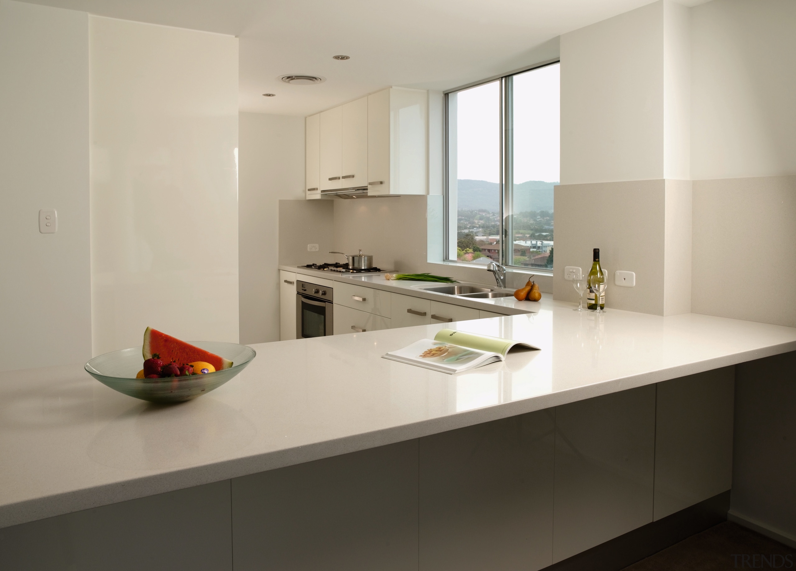 A view of a kitchen area, white cabinetry architecture, countertop, cuisine classique, interior design, kitchen, product design, real estate, room, gray