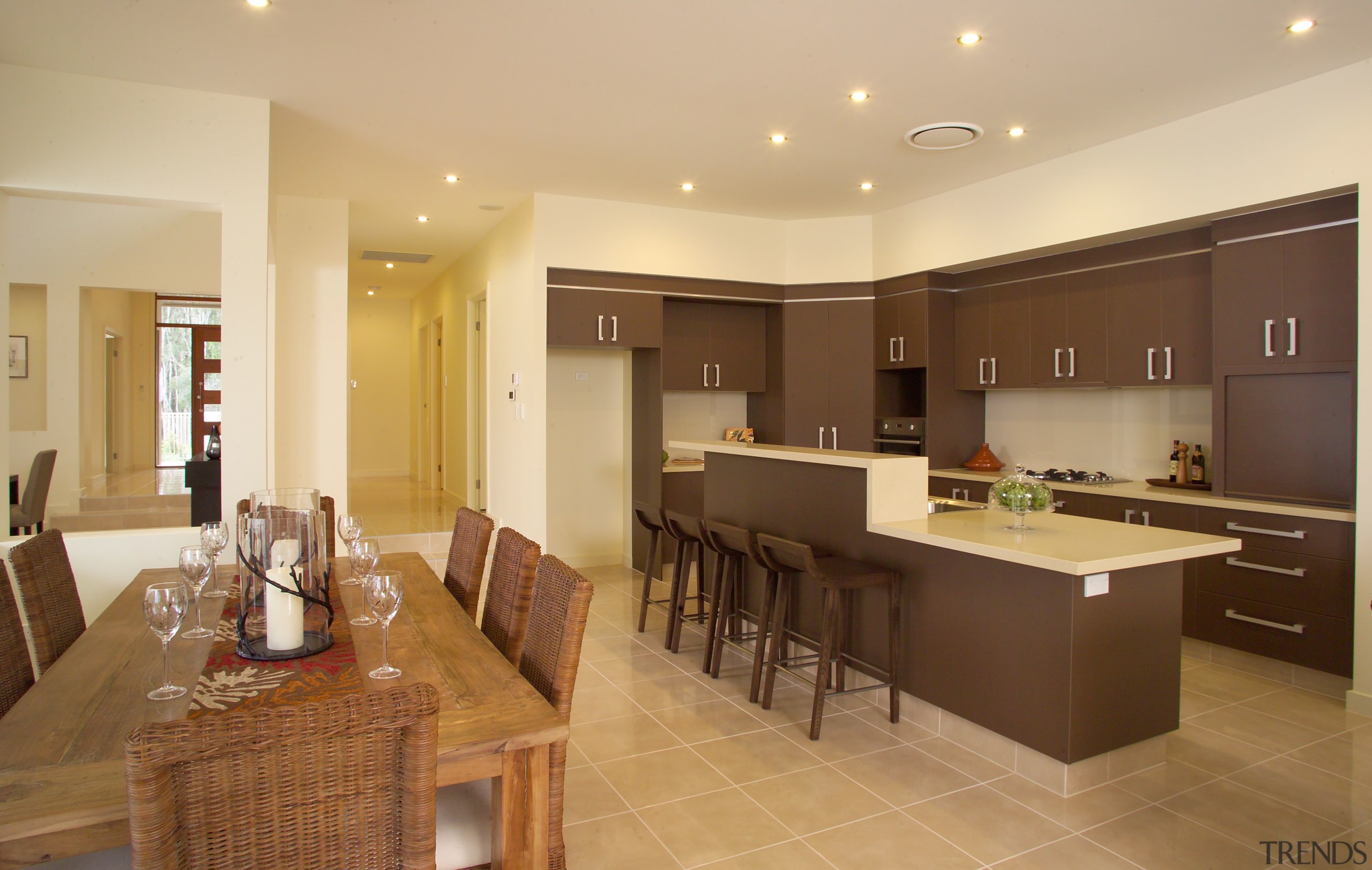 View of a contemporary home by Golden Edge ceiling, countertop, floor, flooring, interior design, kitchen, property, real estate, room, orange, brown