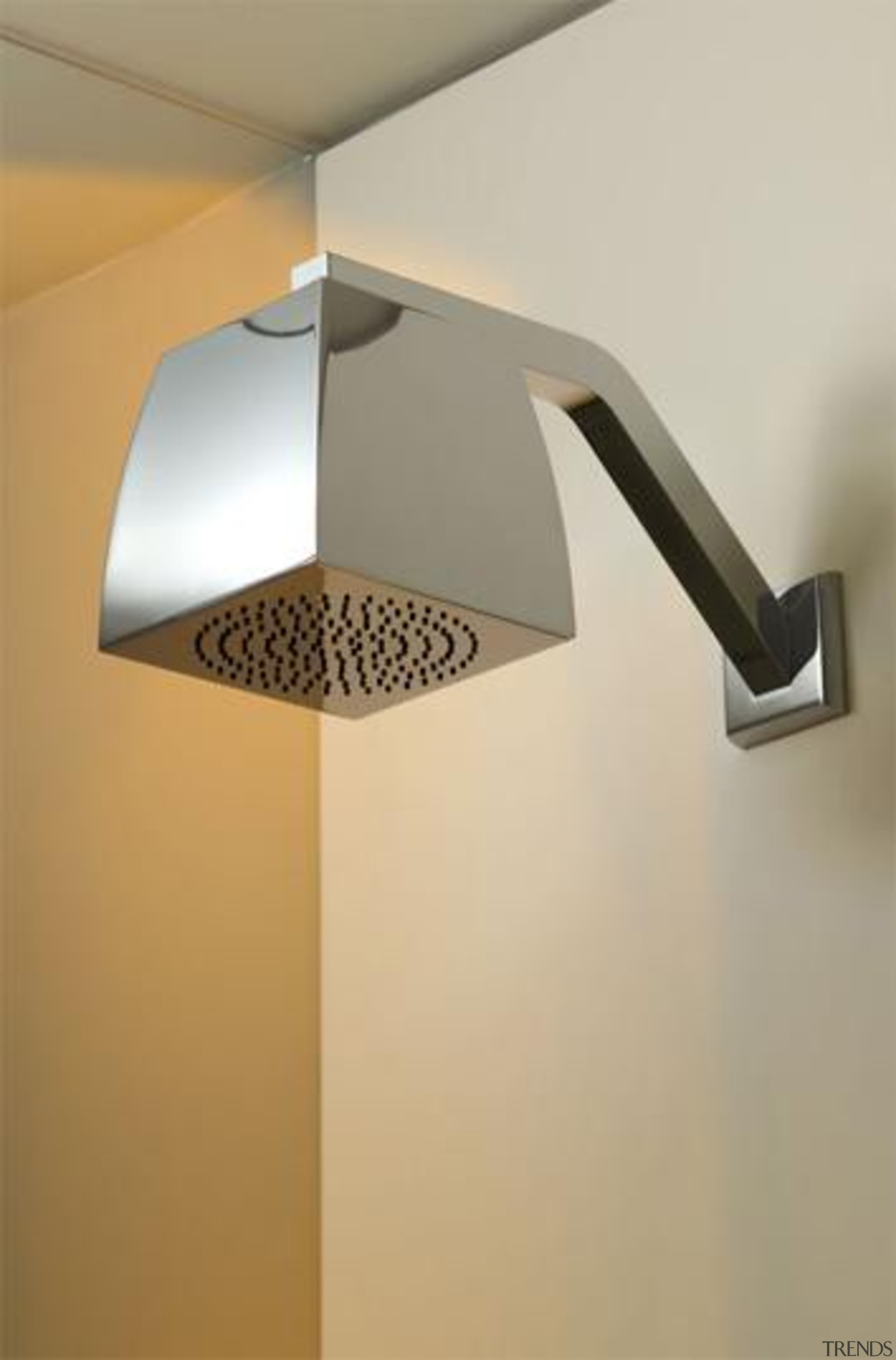 Eye-catching Mimi wall-mount shower head is like a angle, ceiling fixture, light fixture, lighting, lighting accessory, product design, orange, gray